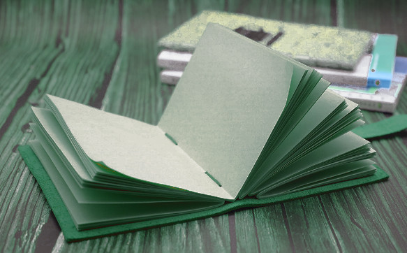 Writing notes Notebook sketchbook Diary Notepad handmade leather GREEN Q376