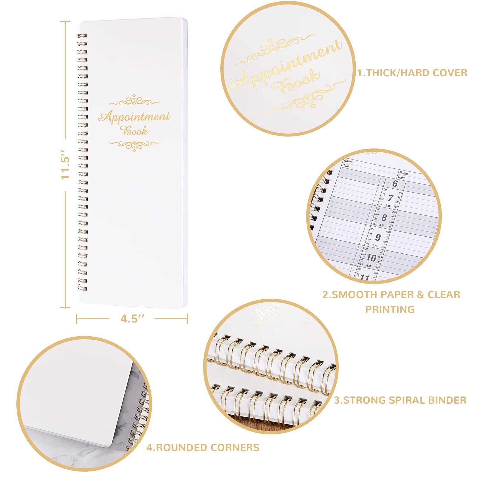 Salon Appointment Books 11.5×4.7 Inch Twin-Wire Binding for Hair Stylist