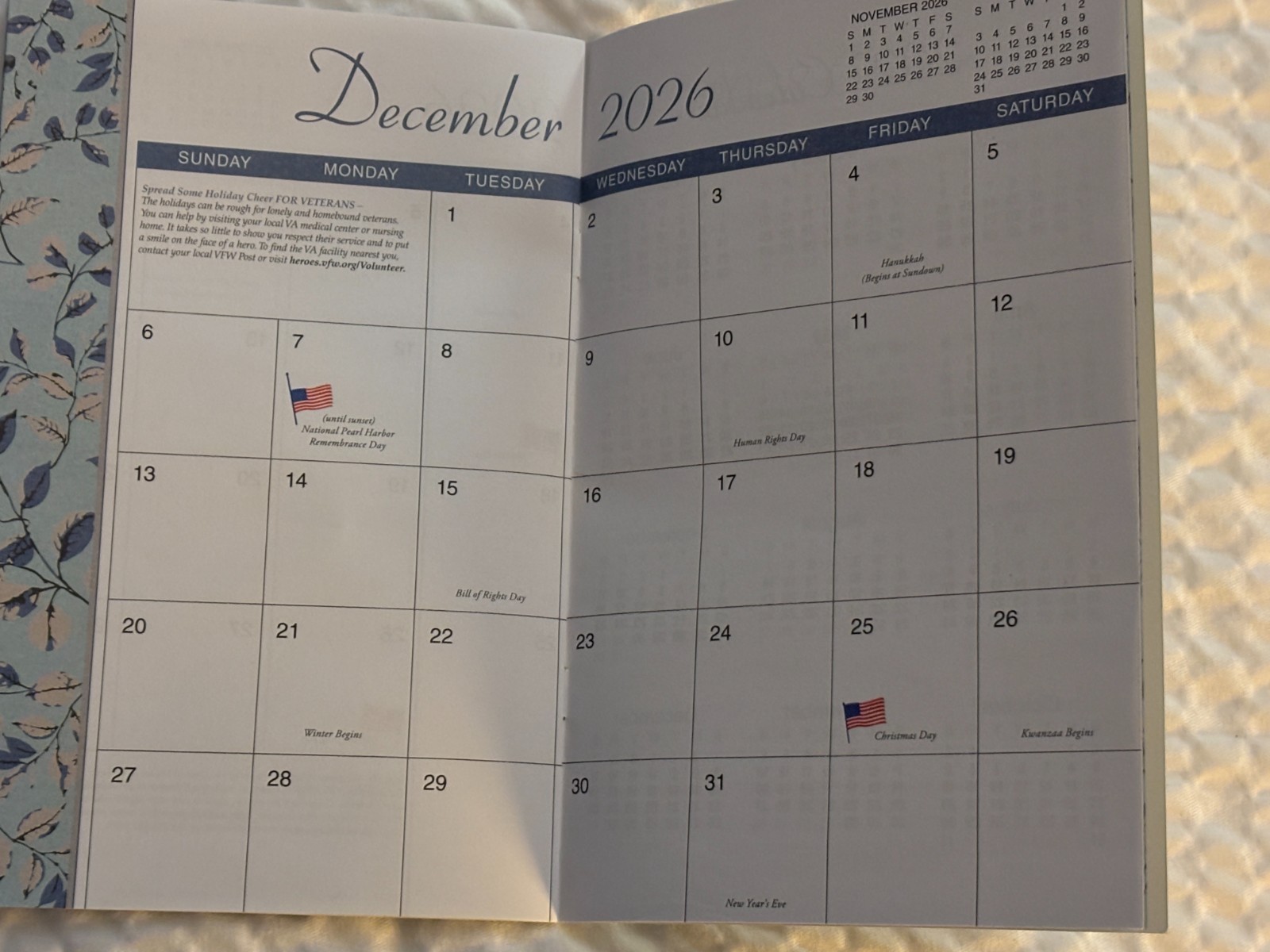 Veterans of Foreign Wars- 2026 – Medium Monthly Planner Pen Post-Its – 12 Months