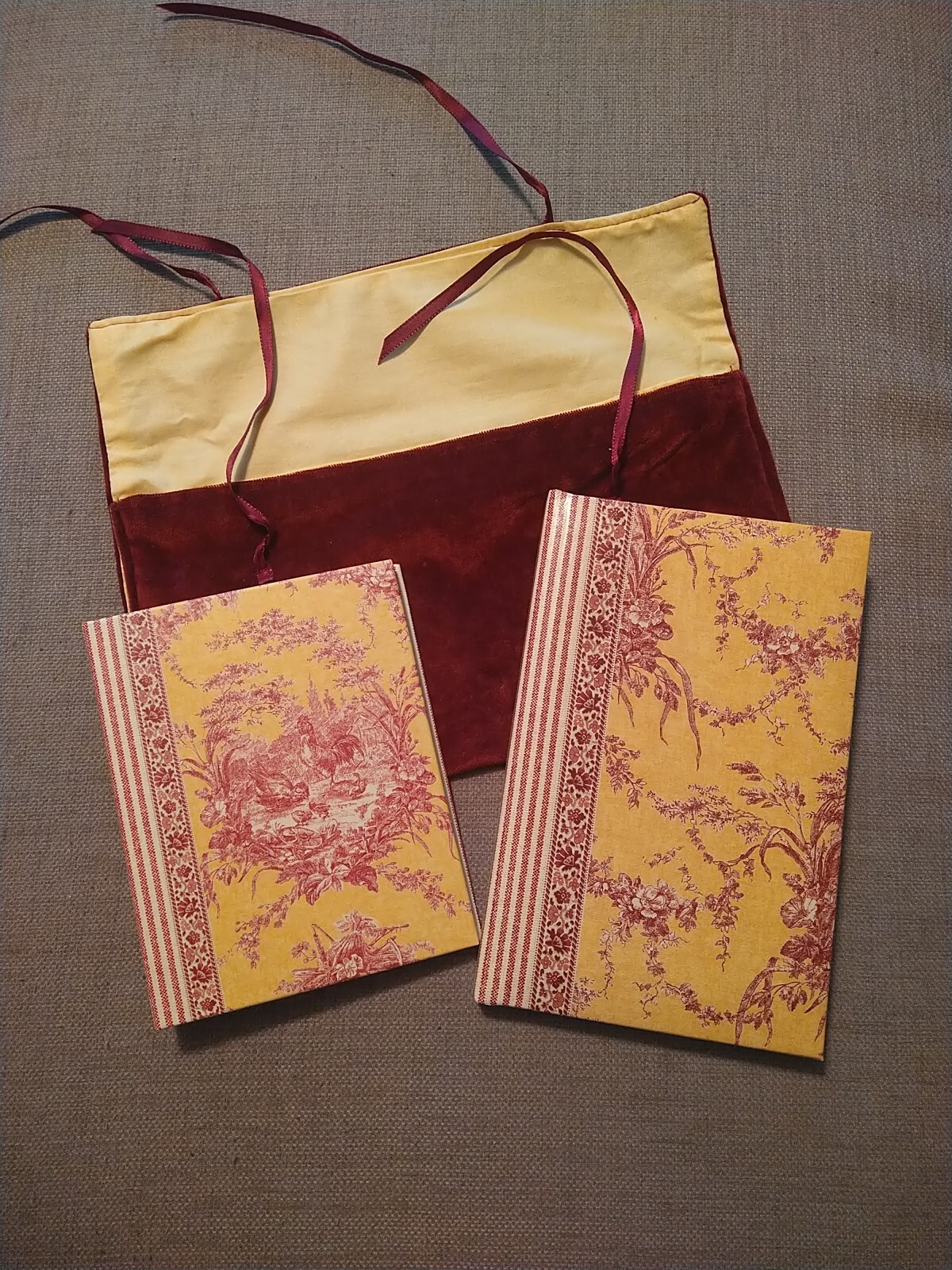 Waverly CR Gibson Red Floral Journal, Address Bk In Velvet Pouch Set