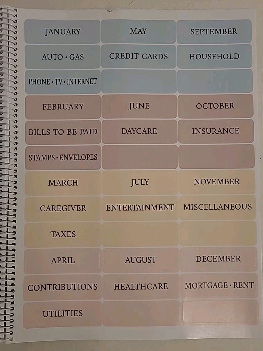 Current By The Sea Bill Paying Organizer Planner Book W Labels & 14 Pocket Pages