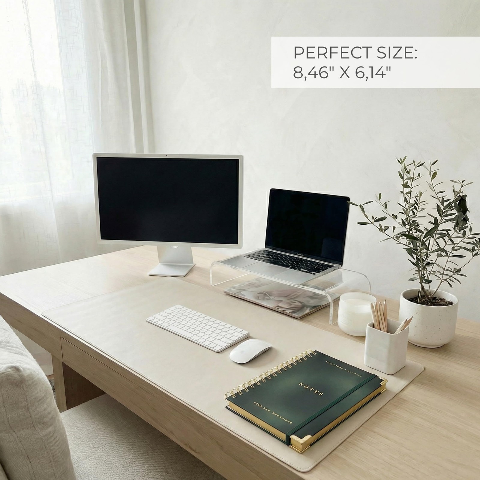 Sage Daily Planner Notebook with Hourly Schedule 8.4 x 6.1 Inch
