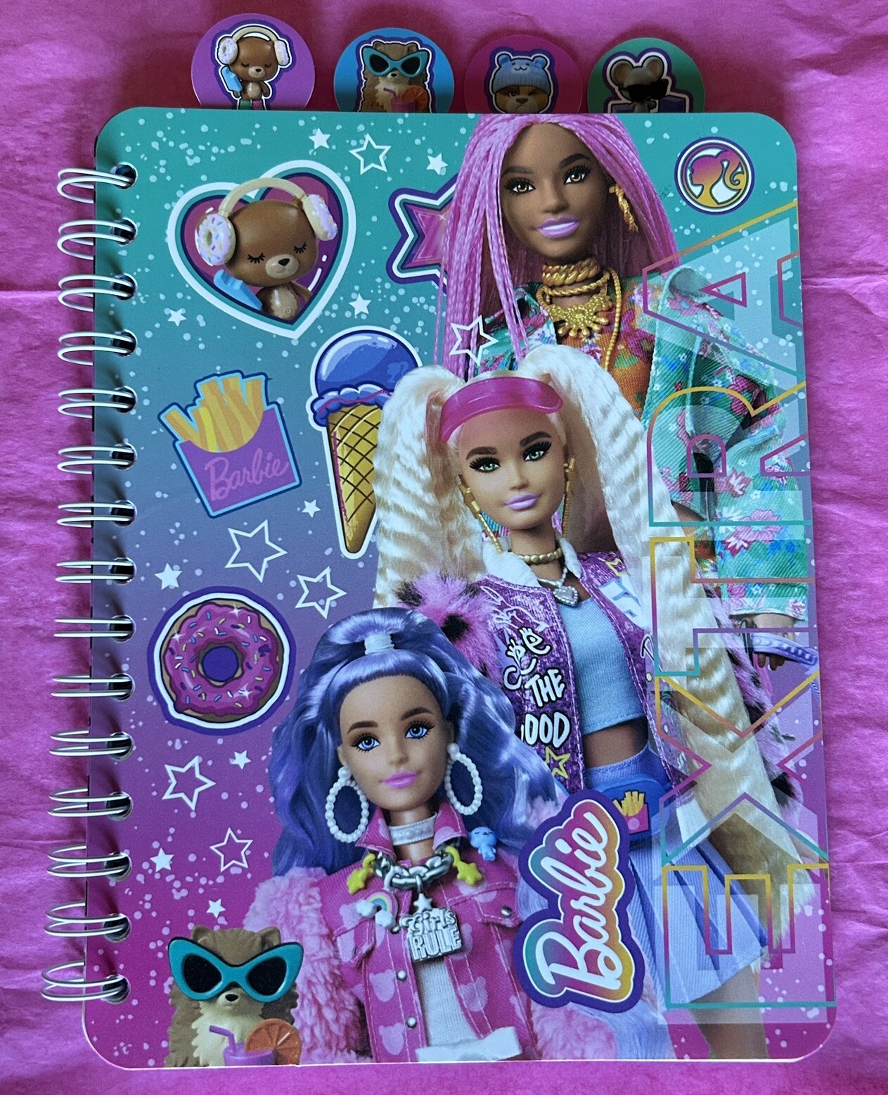 Inkology Barbie EXTRA Spiral Journal Diary W/Tabs Unique Barbiecore Fun Animals