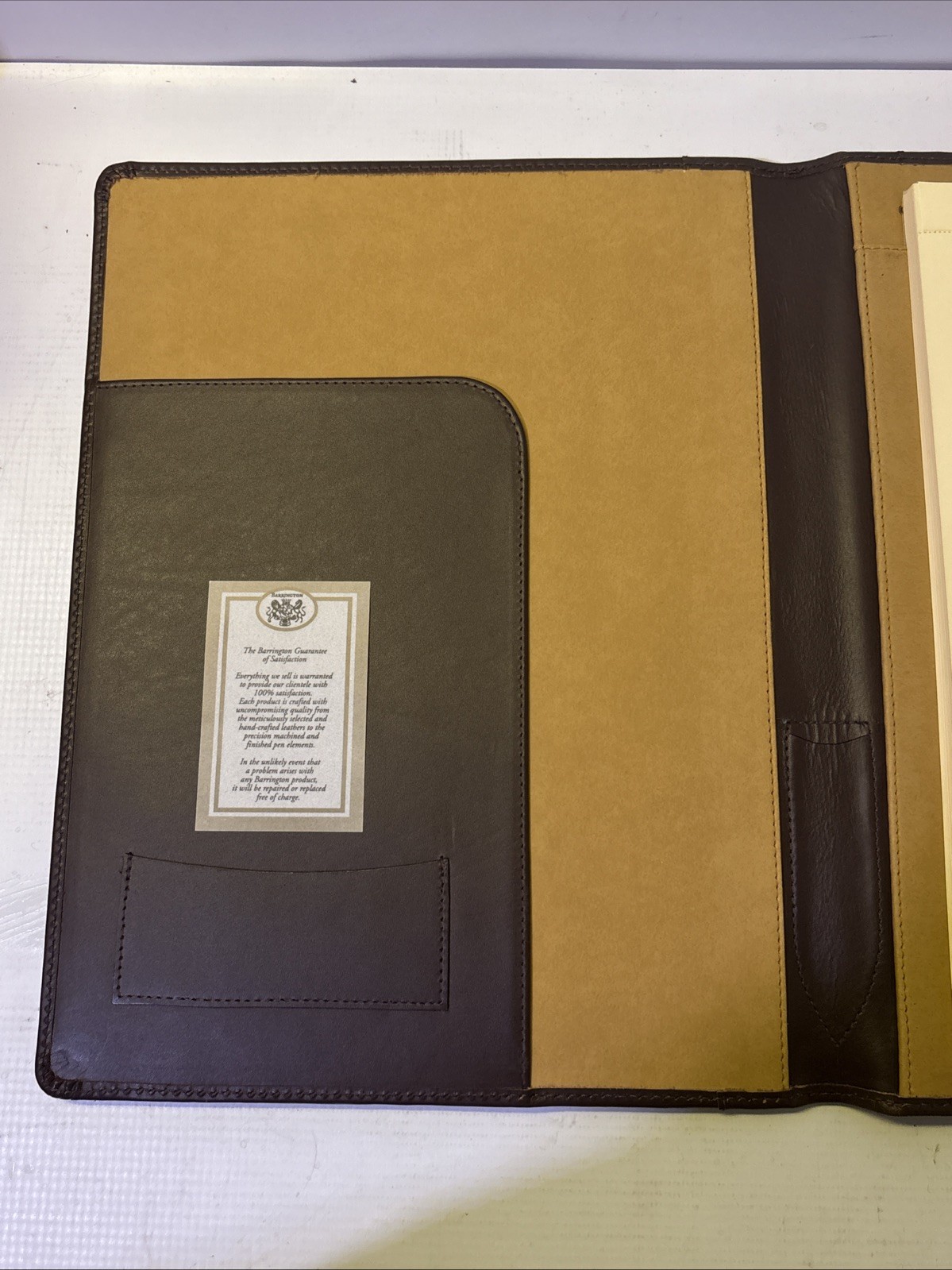 Barrington Handcrafted Tan Leather Notebook/Journal Legal Pad Portfolio Used
