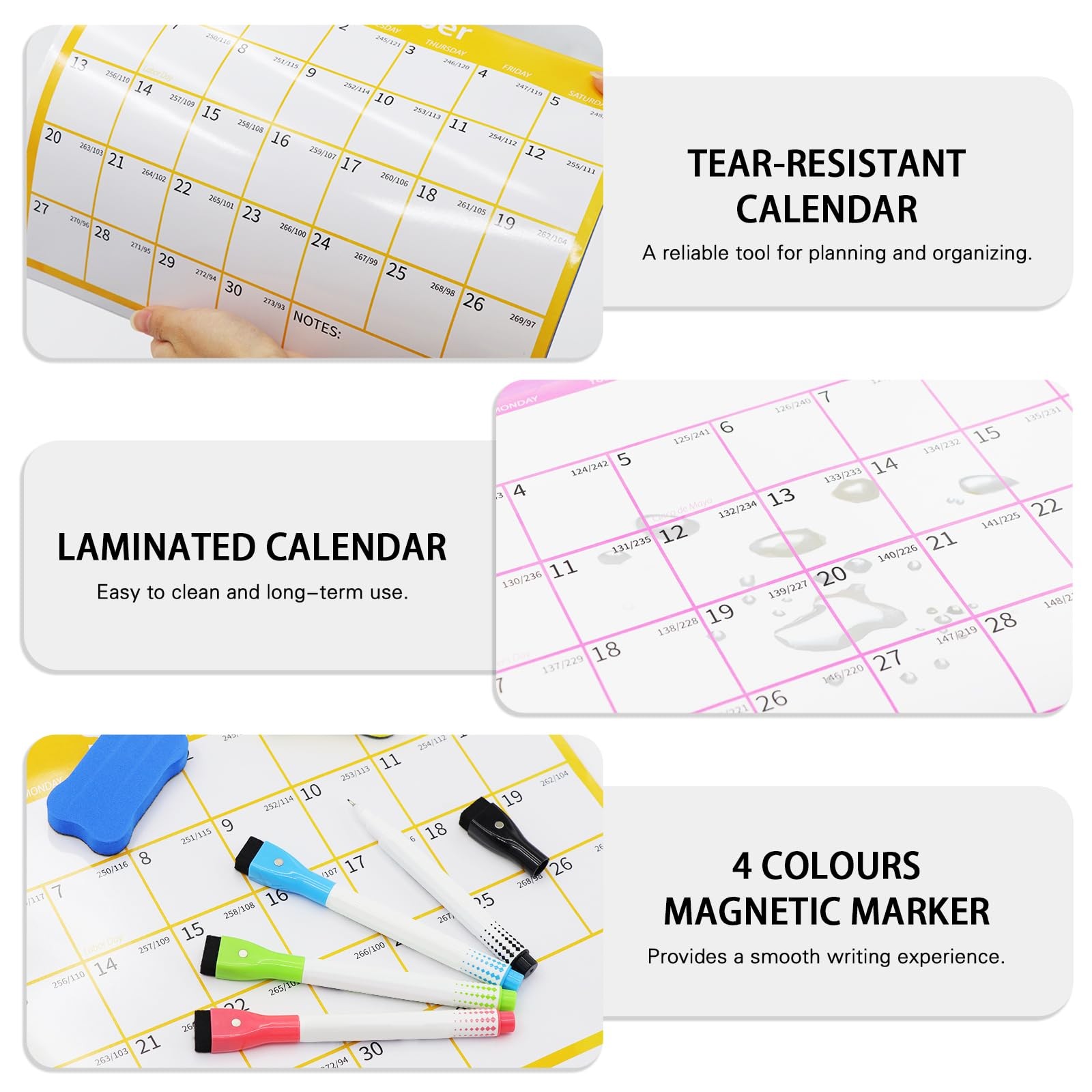 2026-2027 Large Dry Erase Calendar for Wall 48″ x 32″ x 32″, Colorful