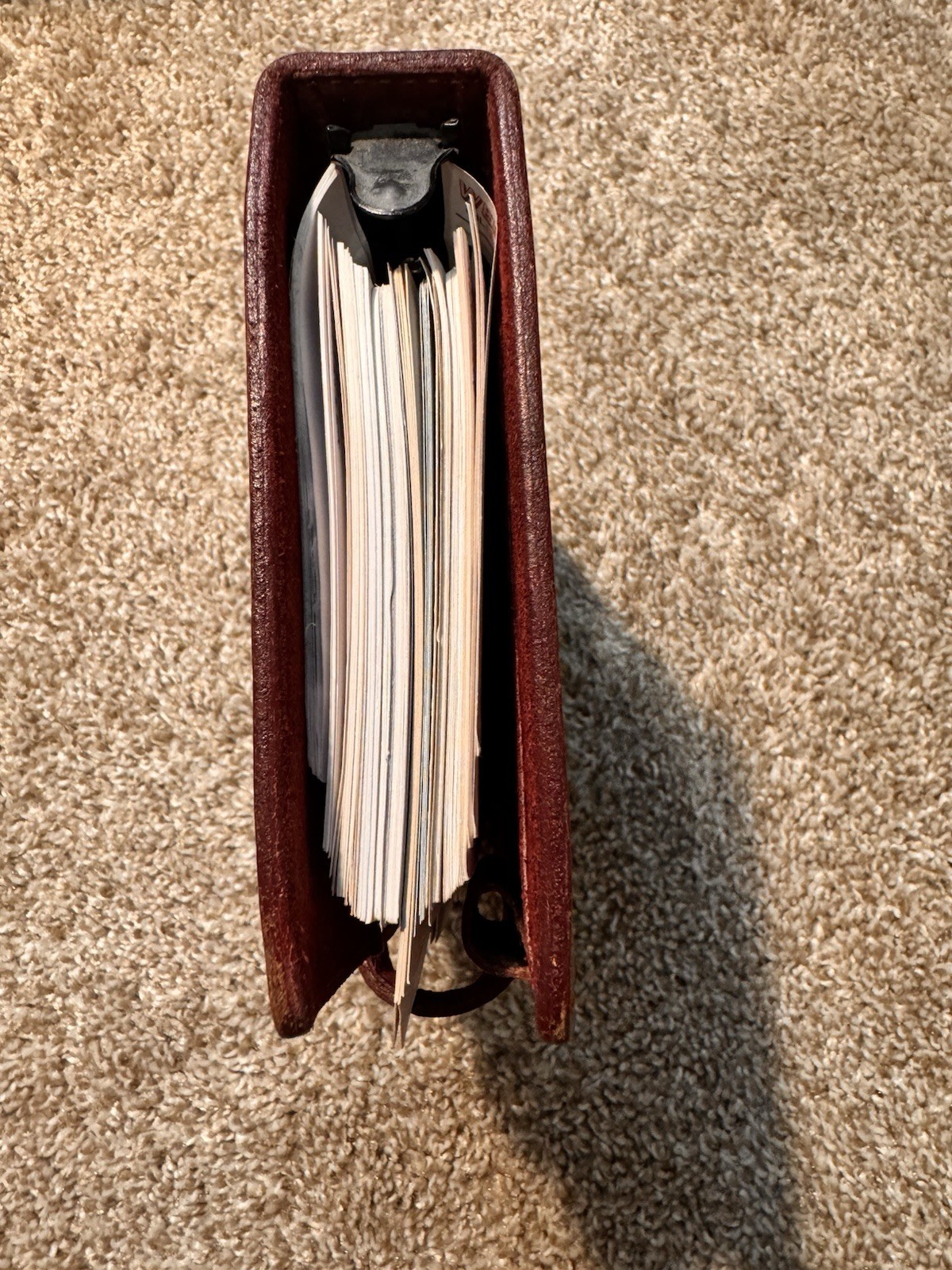 Vtg Day Runner Red Genuine Leather Planner 6-Ring Binder Compact Organizer + Tab