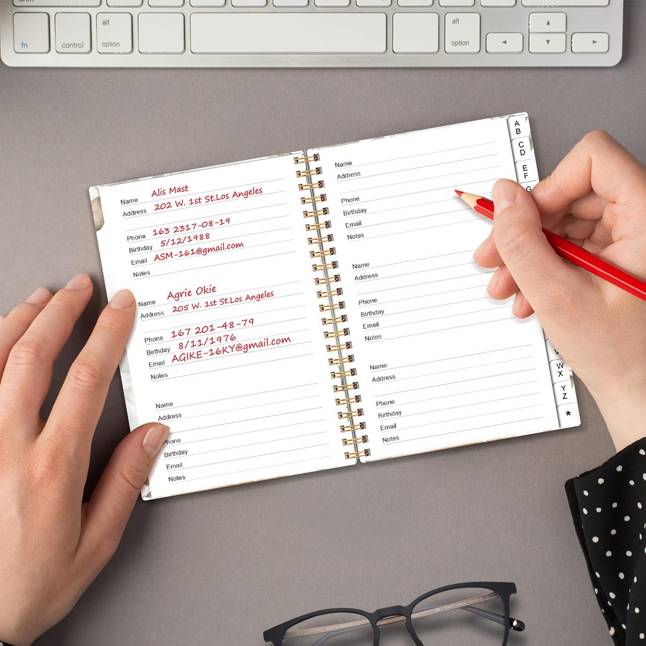 Address Book with Alphabetical Tabs – Small Address Book Spiral with Address …