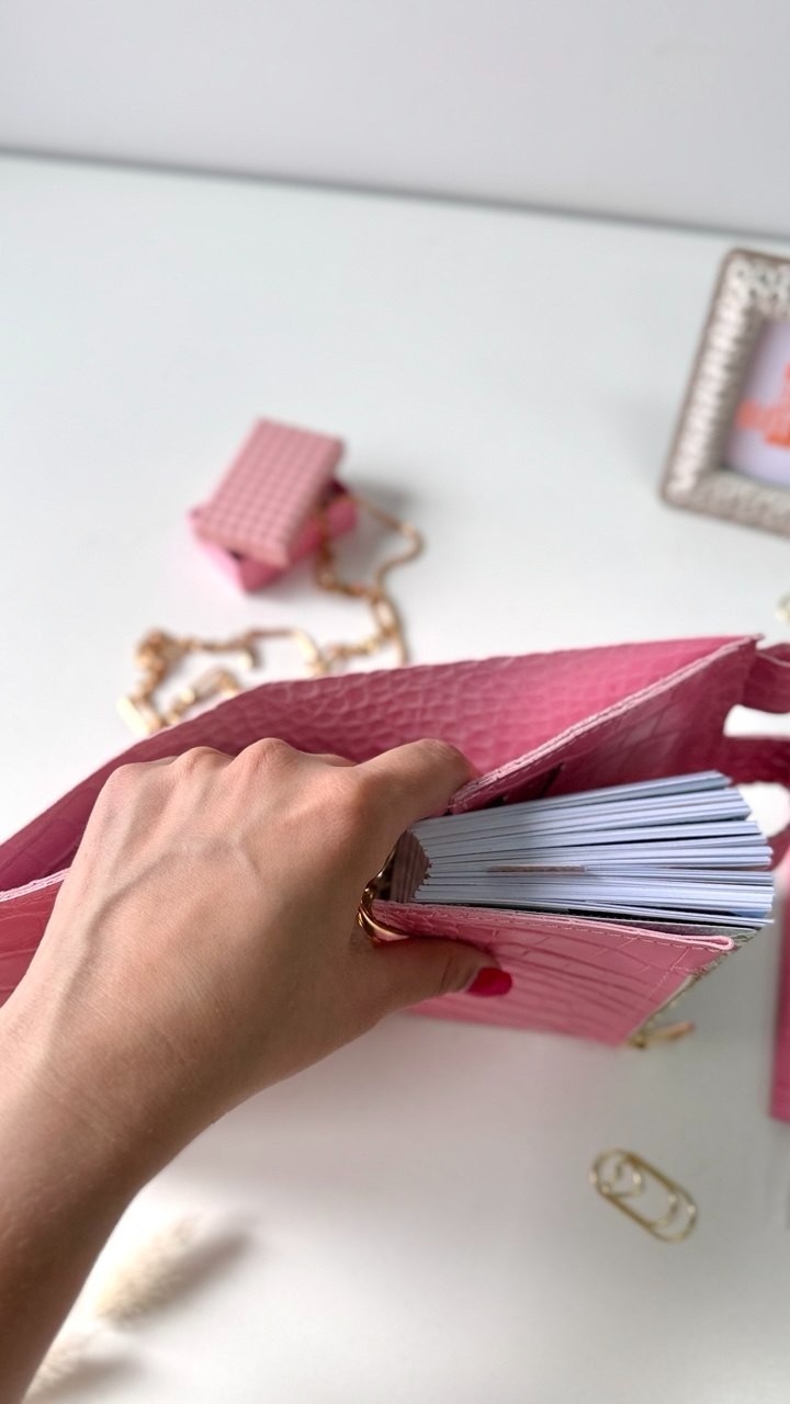 Owl Leather Mini Planner Set – Pocket Size A7 binder 6 rings– pink Croc Embossed