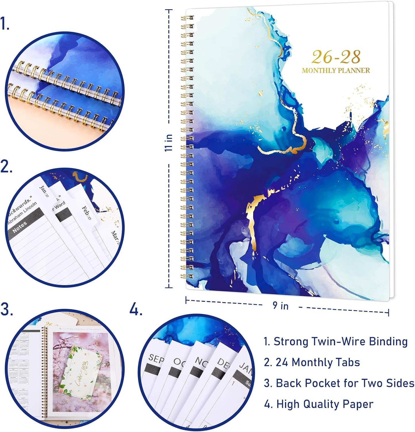 Monthly Planner 2026-2028 – 2 Year Planner 2026-2028, July 2026 – June 2028, 9″