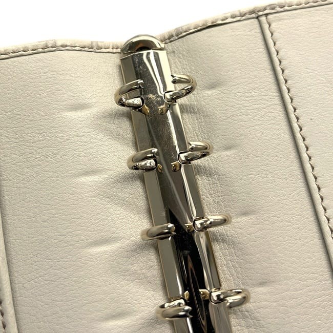 Gucci notebook cover, beige/white, Guccissima line, 115240 A0V1G 9022, 6-ring