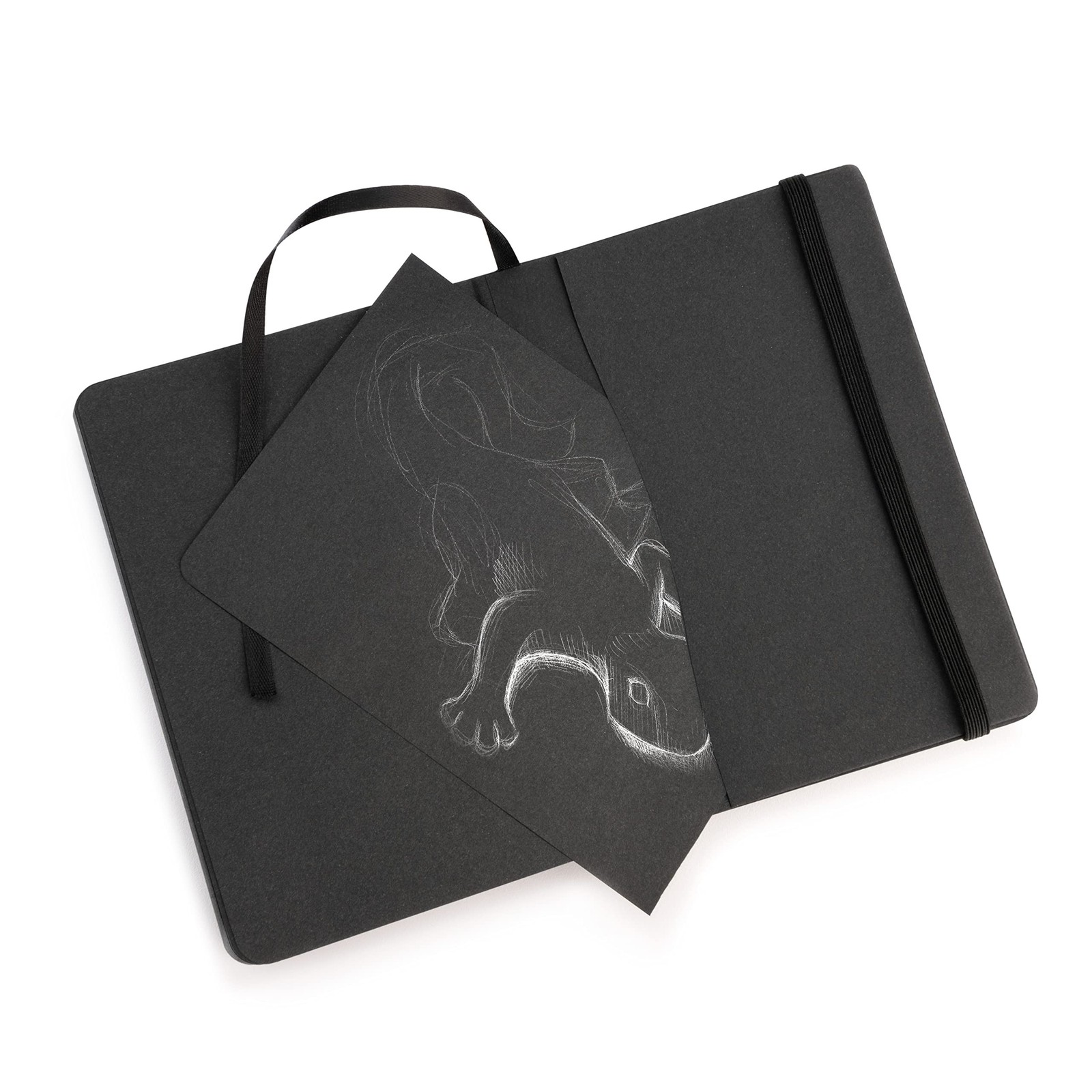 Pentalic – 4″ x 6″ Traveler Midnight Sketch Black Paper Journal, 160 Pages, B…