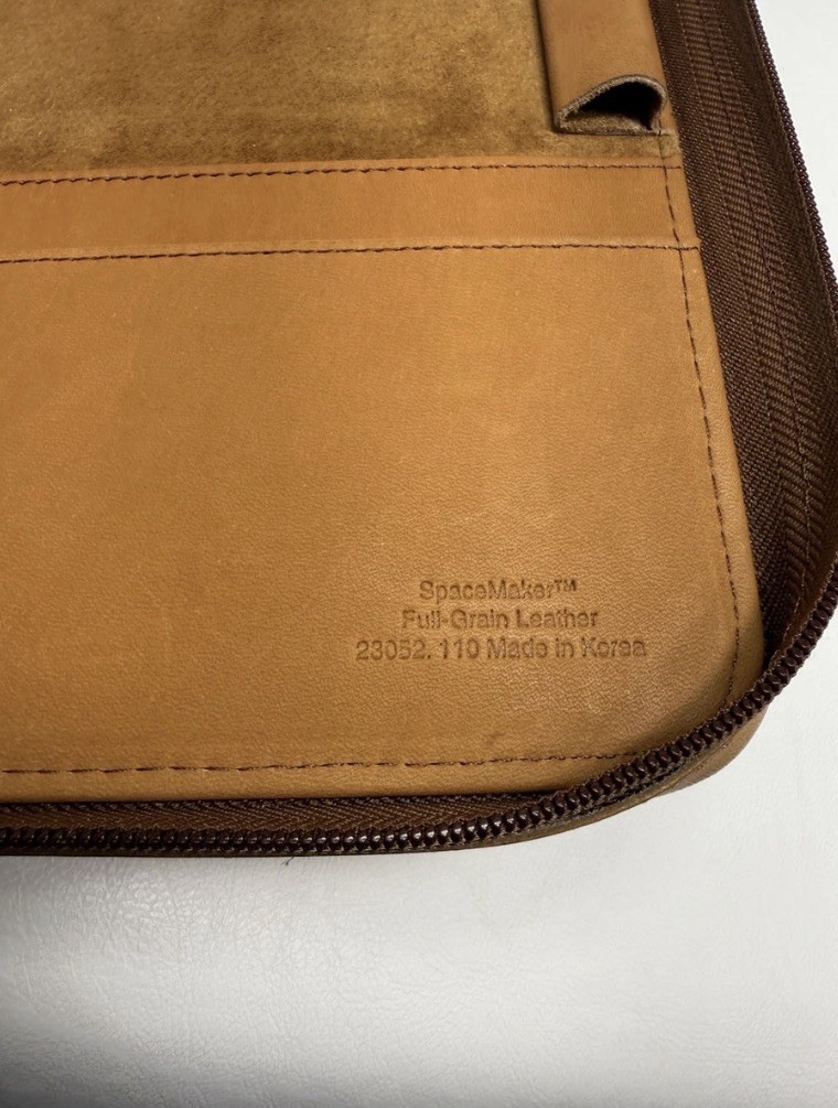 NEW VTG 1996 Franklin Covey SpaceMaker Tan Tobacco Leather Zip Planner 10×7 MINT
