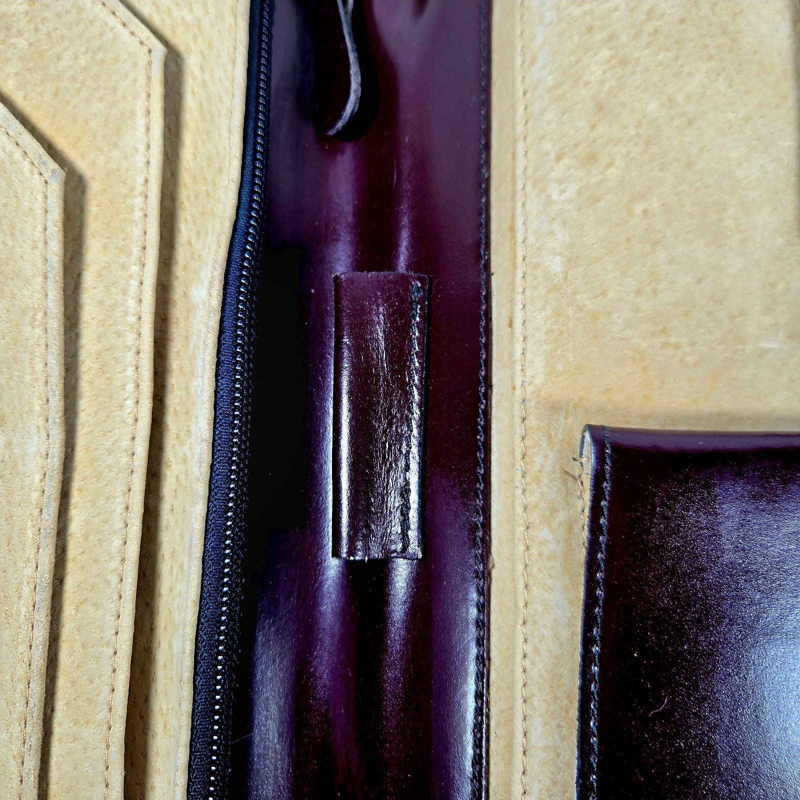 VTG Burgundy Genuine Top Grain Leather Portfolio Organizer Binder 14×10.5″ YKK Z