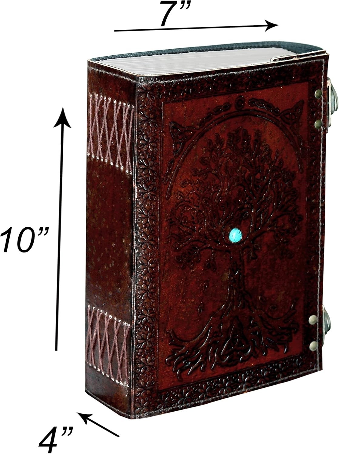 Tree of Life Leather Journal 600 Pages Embossed Notebook Blue Stone Diary