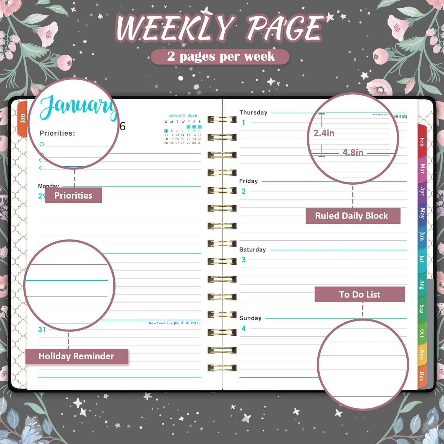 2026 Planner – 2026 Planner Weekly and Monthly with Tabs, Jan. 2026 – Dec. 2026,