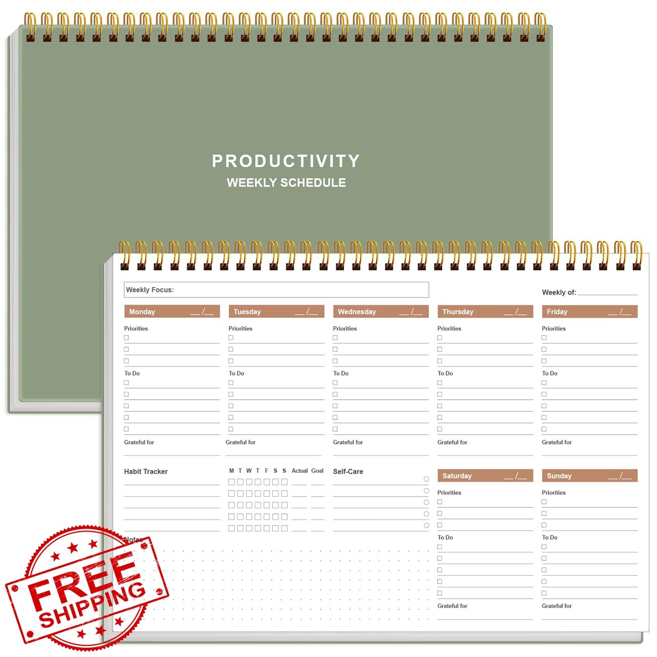 Yaridar Weekly Planner Green 8″x11″