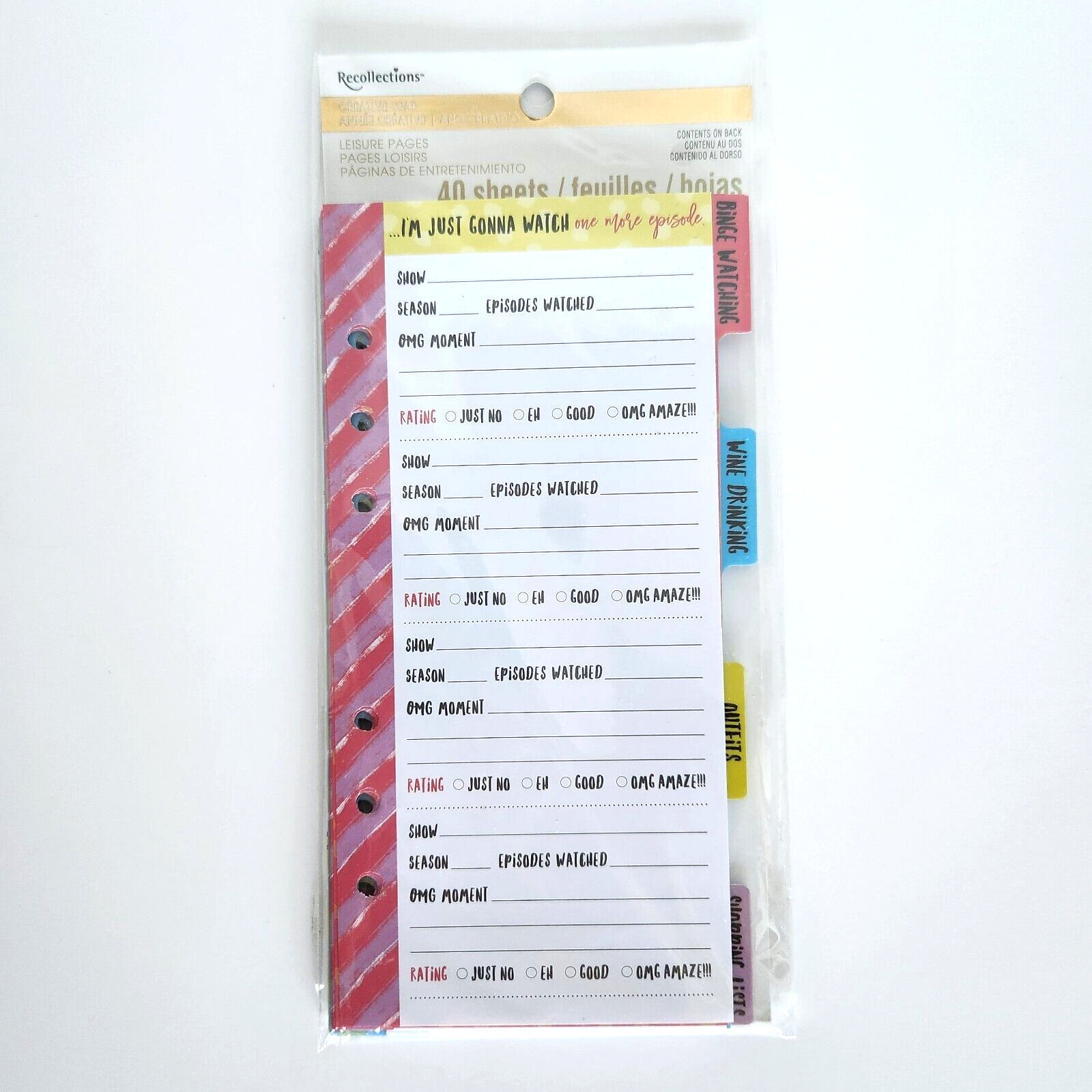 Recollections Creative Year Planner Leisure Pages INSERTS W Dividers 40 Sheets