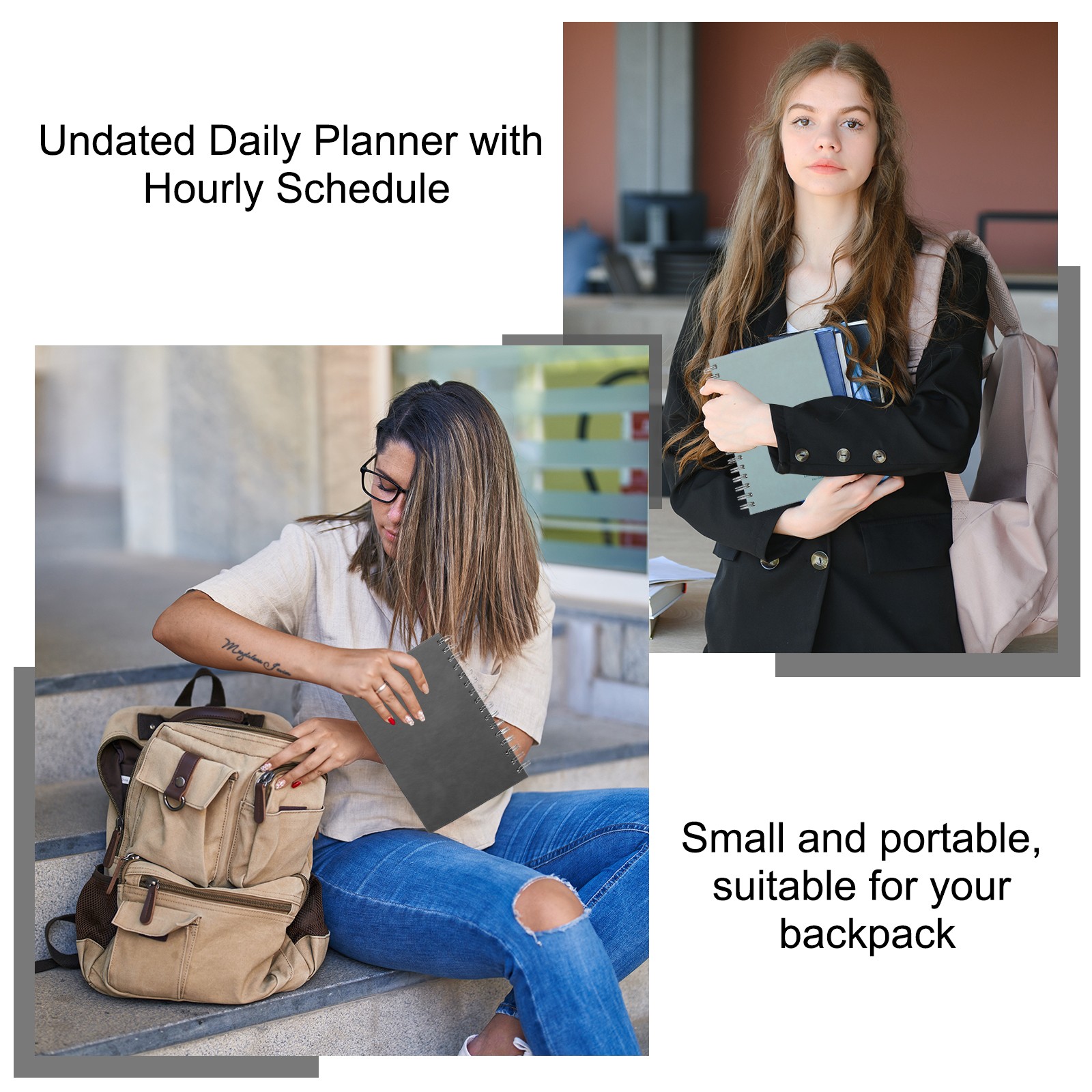 A5 5.5″x 8.5″ Undated Daily Planner with Hourly Schedule Inner Pocket, Orange