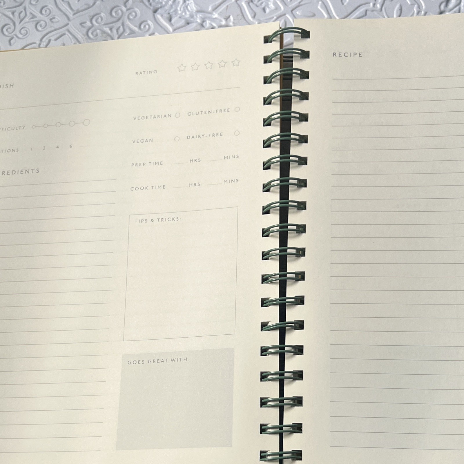 PAPIER Recipe Journal Spiral Bound Hardcover “A Home”