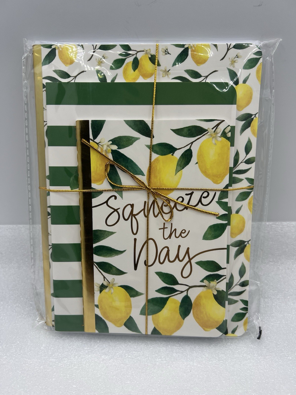 Squeeze The Day Lemon Pattern 3Pc Stitched Lined Graph Notebook Journal (2-pack)