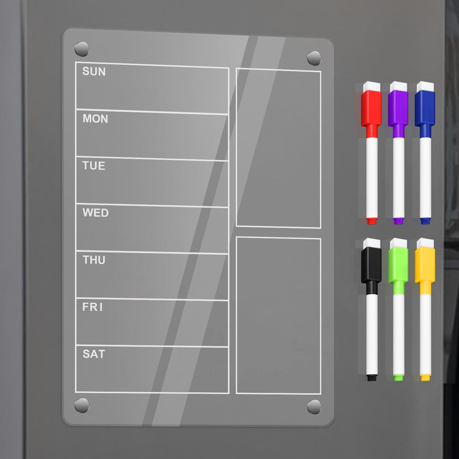 SULOLI Acrylic Magnetic Weekly Planner for Fridge, Clear 8″W x 8.3″H,
