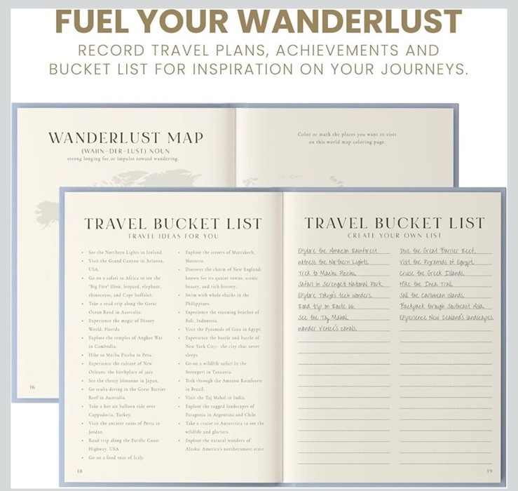 Inspired Ink Travel Journal for Women/Men Travel Bucket List Adventure Explore