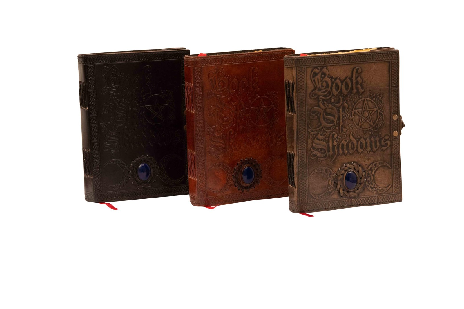 Book Of Shadows Leather Journal with Semi Precious 6x8x1.25 inches, Black