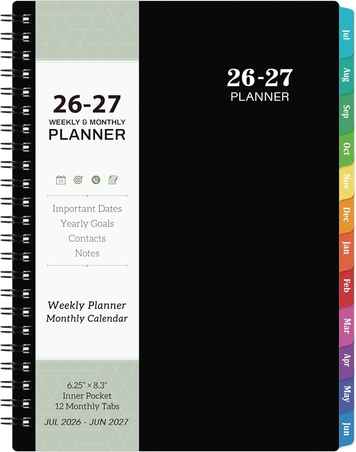 Durable 2026-2027 Planner: Weekly & Monthly Layout – 6.3×8.4, Twin-Wire Binding