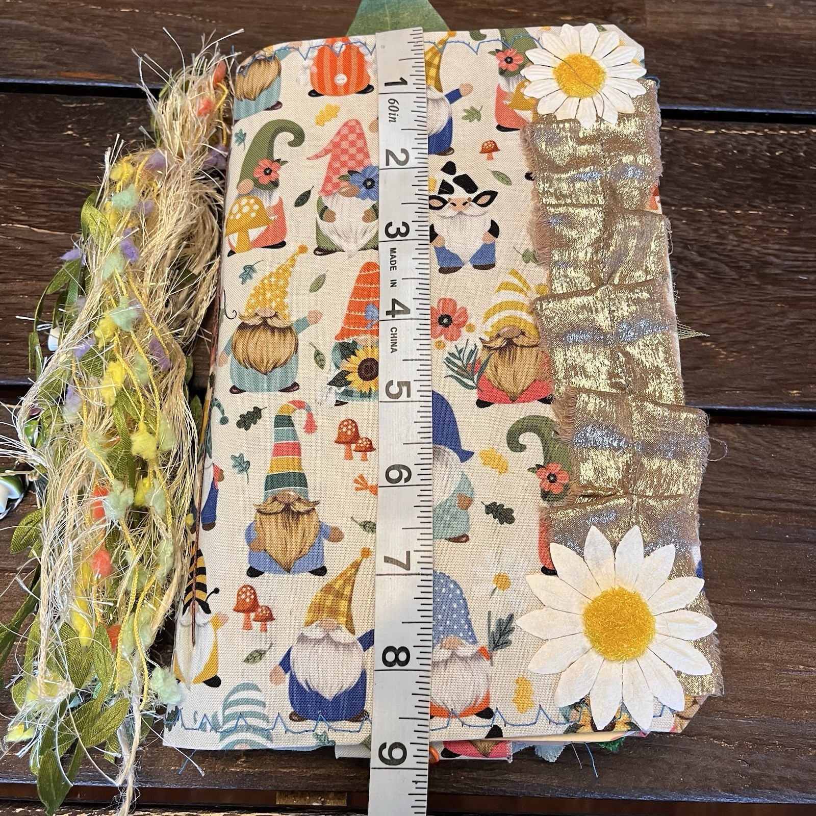 Gnome Sunflower Themed Junk Journal Woodland Nature Softcover 3 Signatures