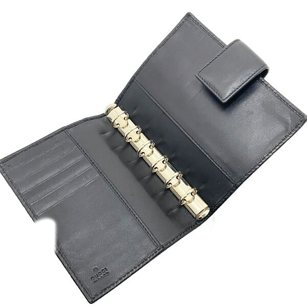 ■Authentic Gucci Shima Line Agenda Leather Planner Cover, Black, 115240. GUCCI