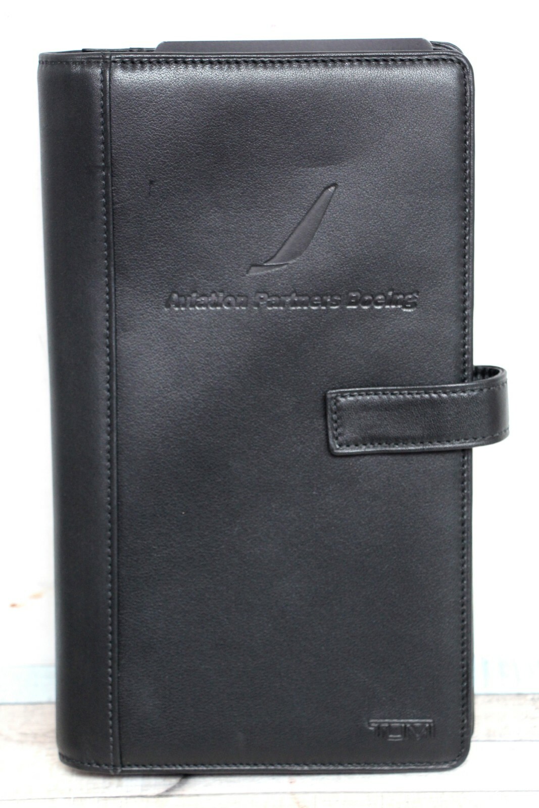 NWT 5.25″x8.75″ Tumi MERIDIAN Boing BLACK REAL LEATHER ULTIMATE TRAVEL ORGANIZER
