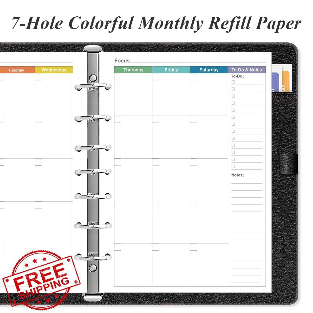 Yaridar Mini Binder Planner Refills Undated Colorful 5.8″ x 8.3″