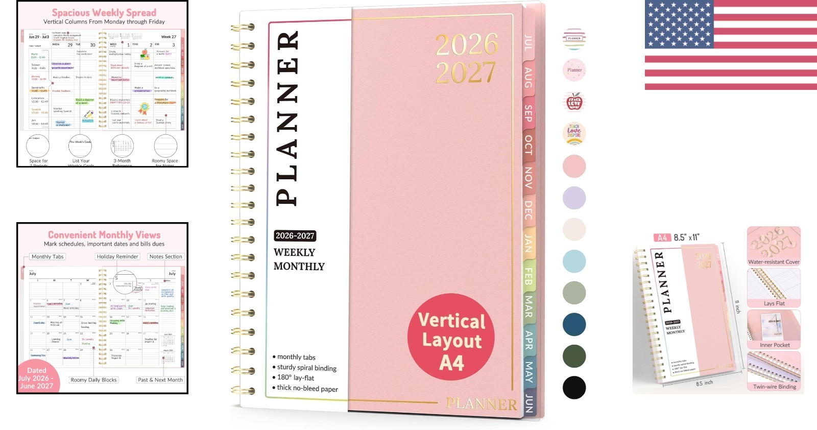 2026-2027 Teacher & Student Planner in Pink – 160 Pages for Effective Planning