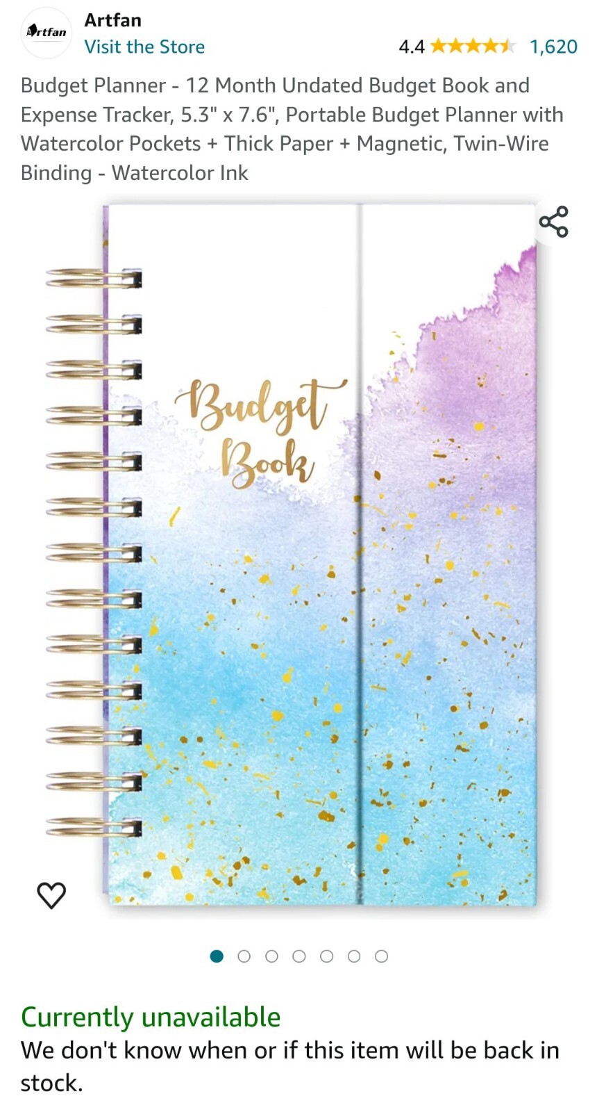 Budget Planner~12 Month Undated Budget Book~Expense Tracker~5.3″x7.6″ Pink/Blue
