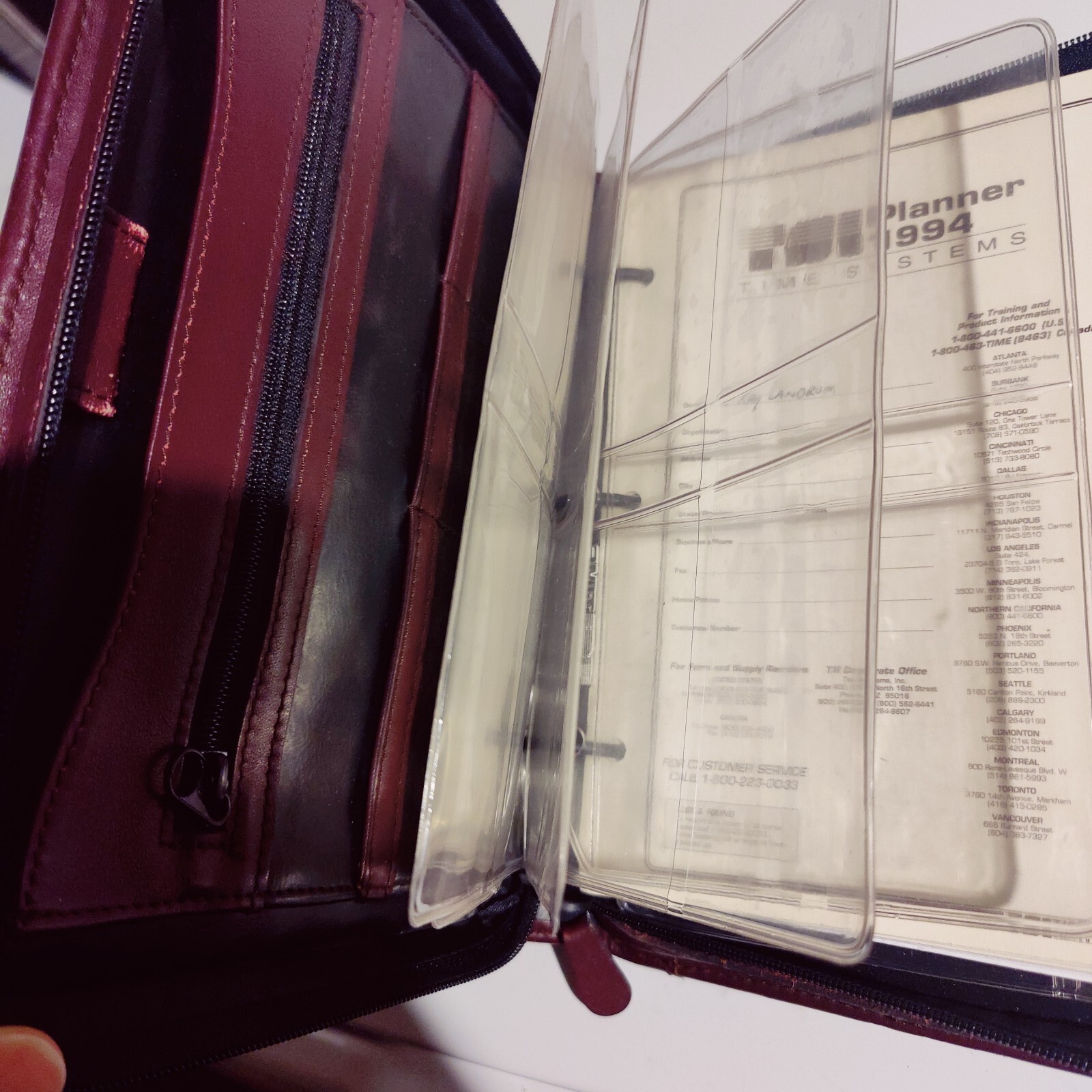 Blank* Vintage Day Planner Address Book Faux Leather Burgundy Time Systems