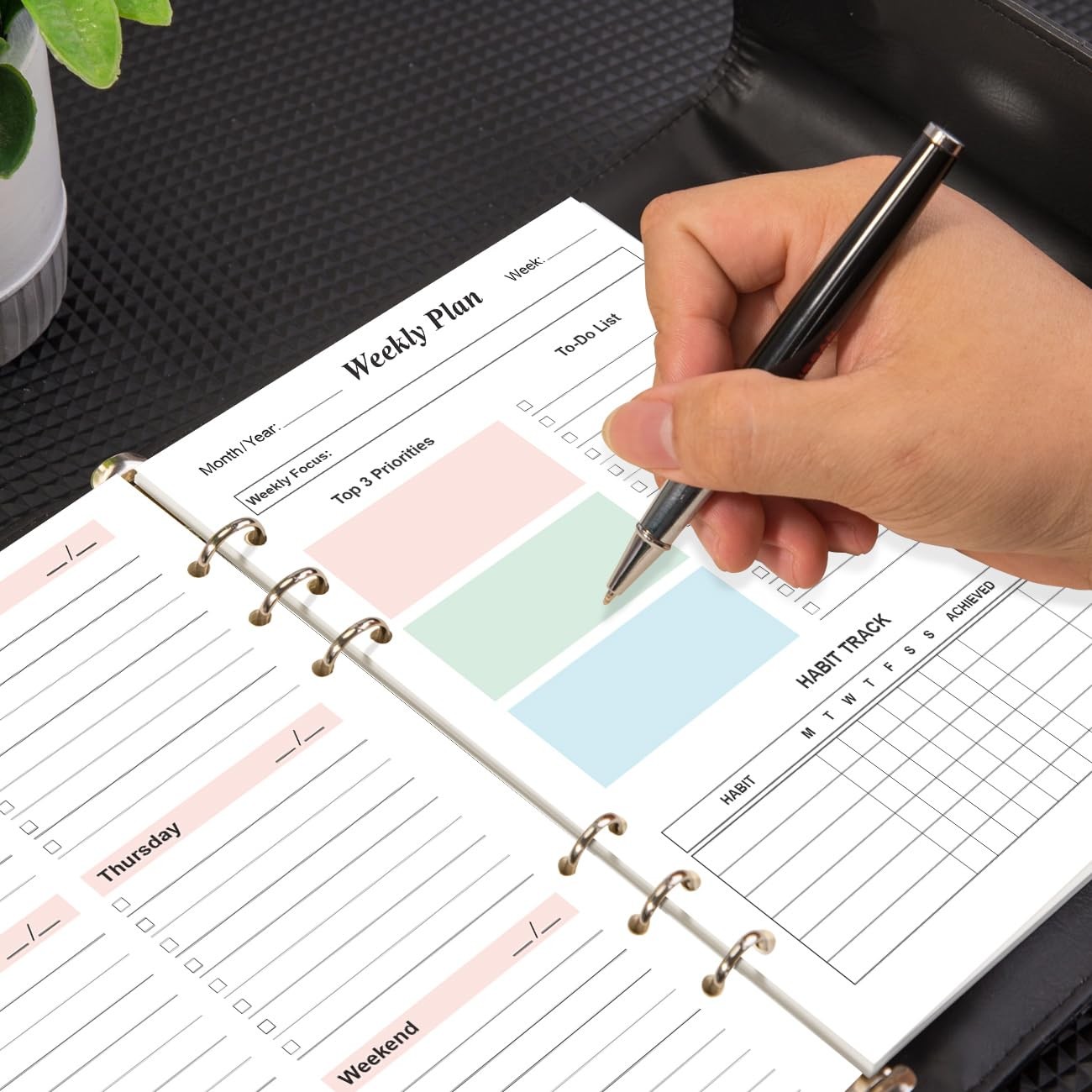 Weekly Planner Refills for A5 Binders – 53 Sheets/106 Pages 1-Pack, Colorful