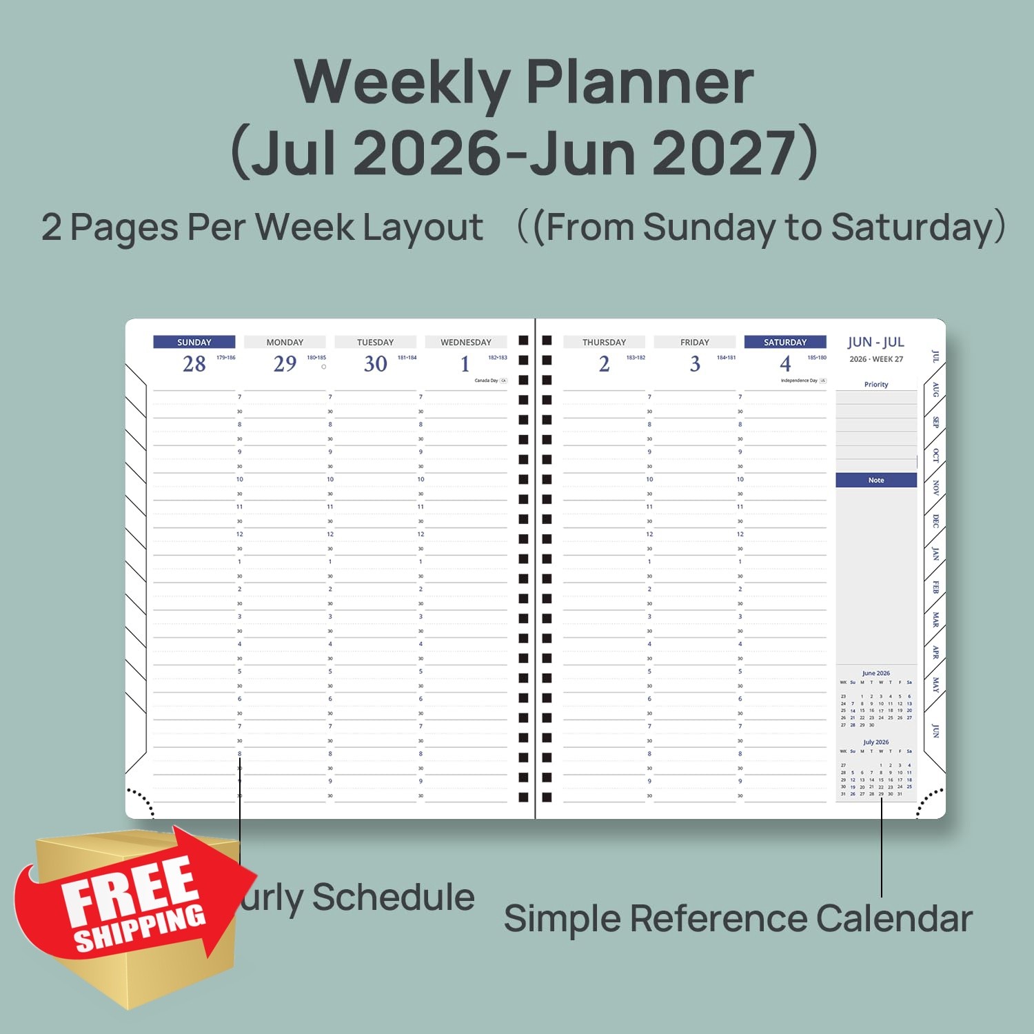 POPRUN Brown Weekly Planner Jul26-Jun27