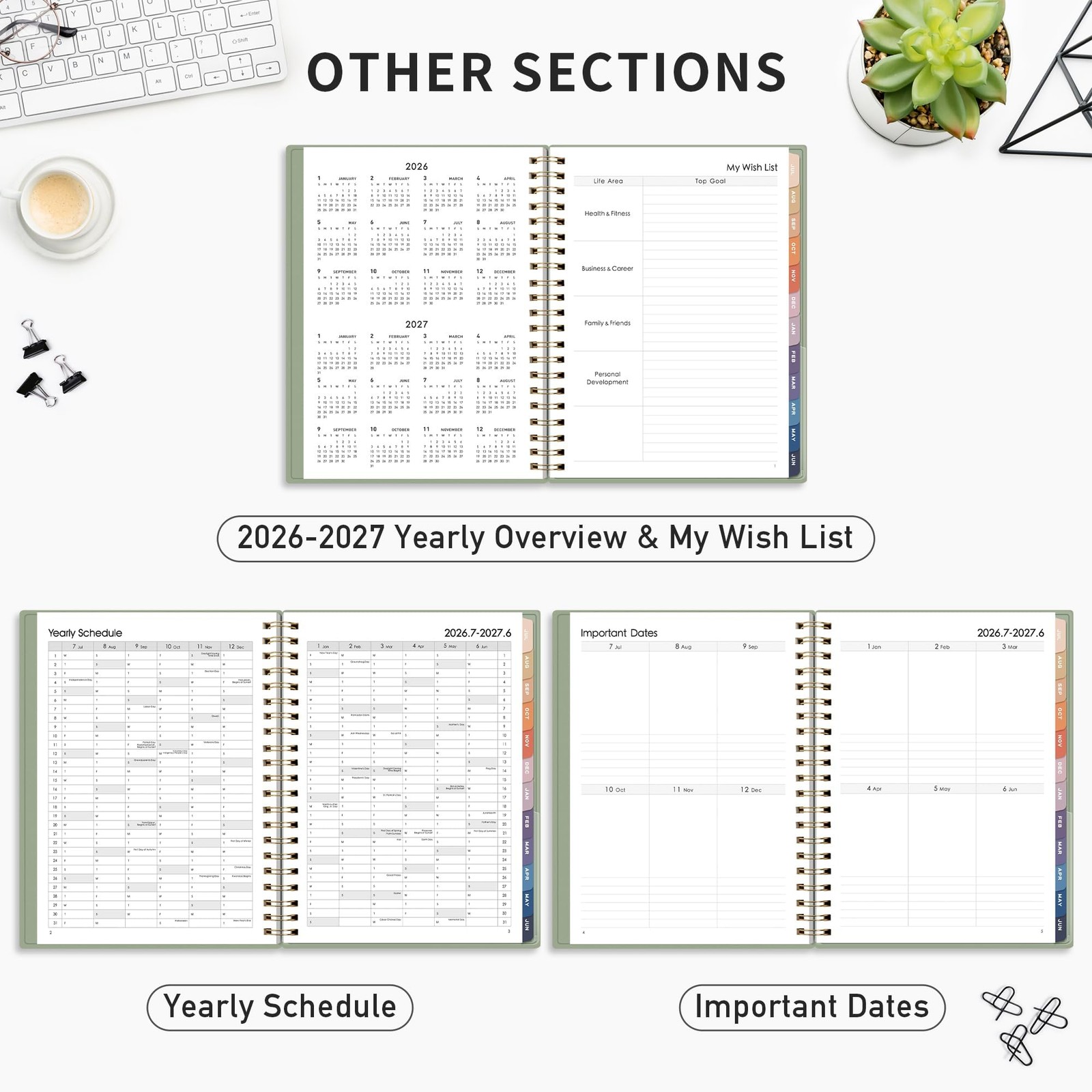RETTACY Academic Planner 2026-2027, Weekly and 8.5″ x 11″, Light Green