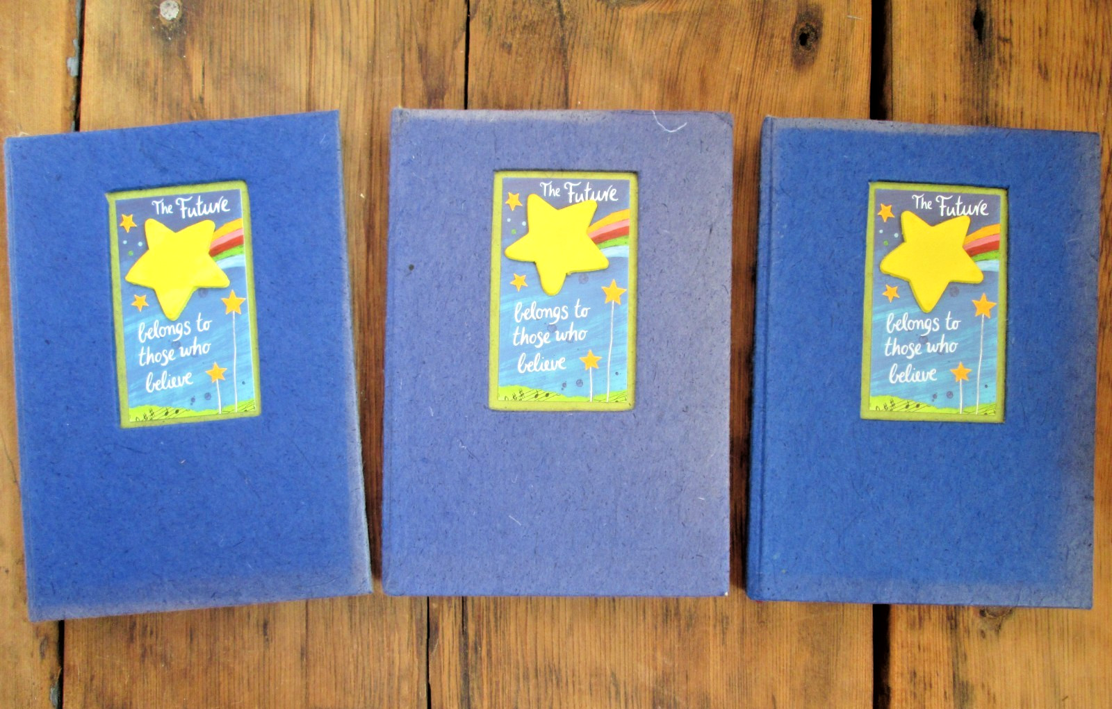 NEW Lot Earthly Elegance Handmade Recycled Paper Blank Journal Blue Star Believe