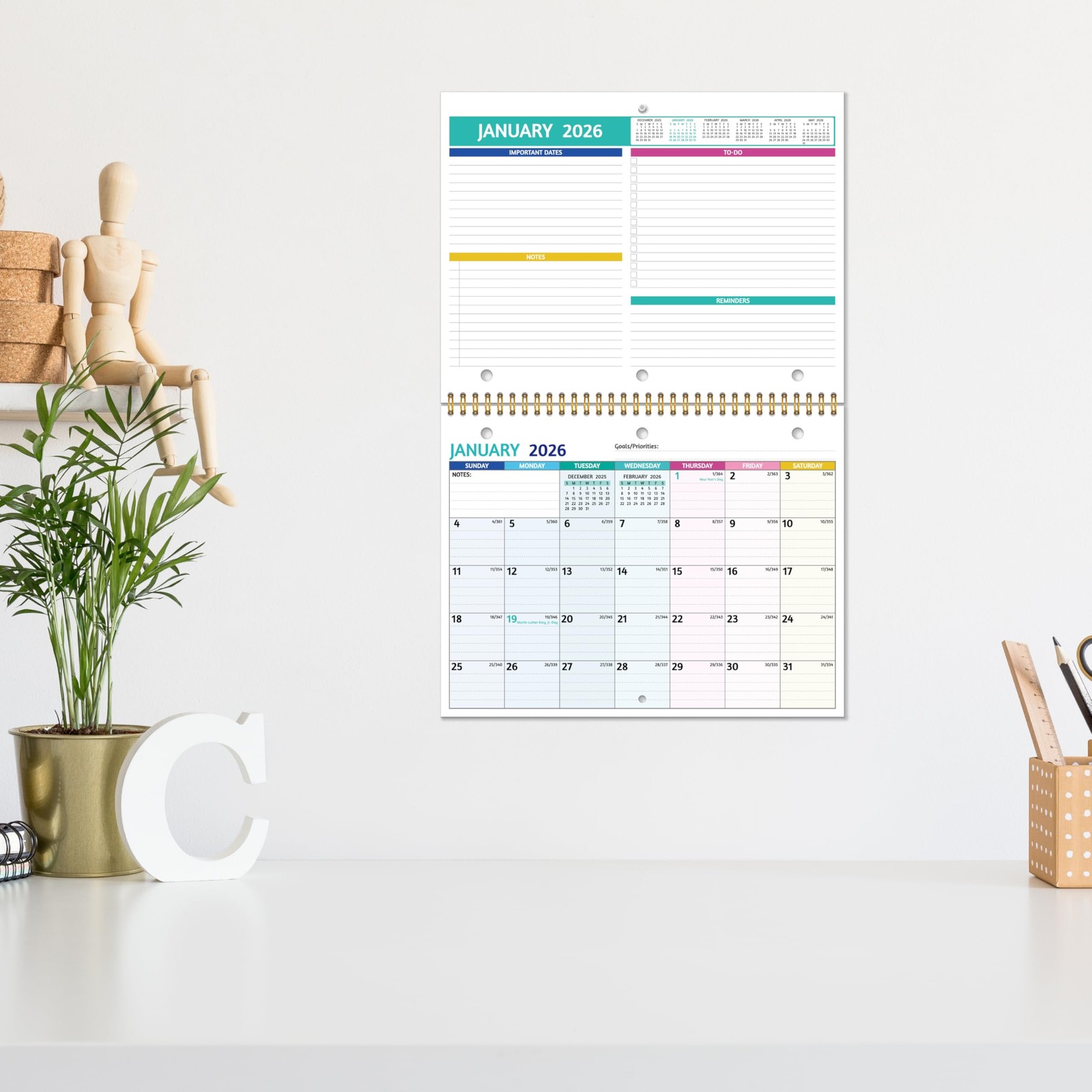 2026 Calendar – 2026 Wall Calendar, 11 x 8.5 In, Jan 2026 – Dec 2026, Small…