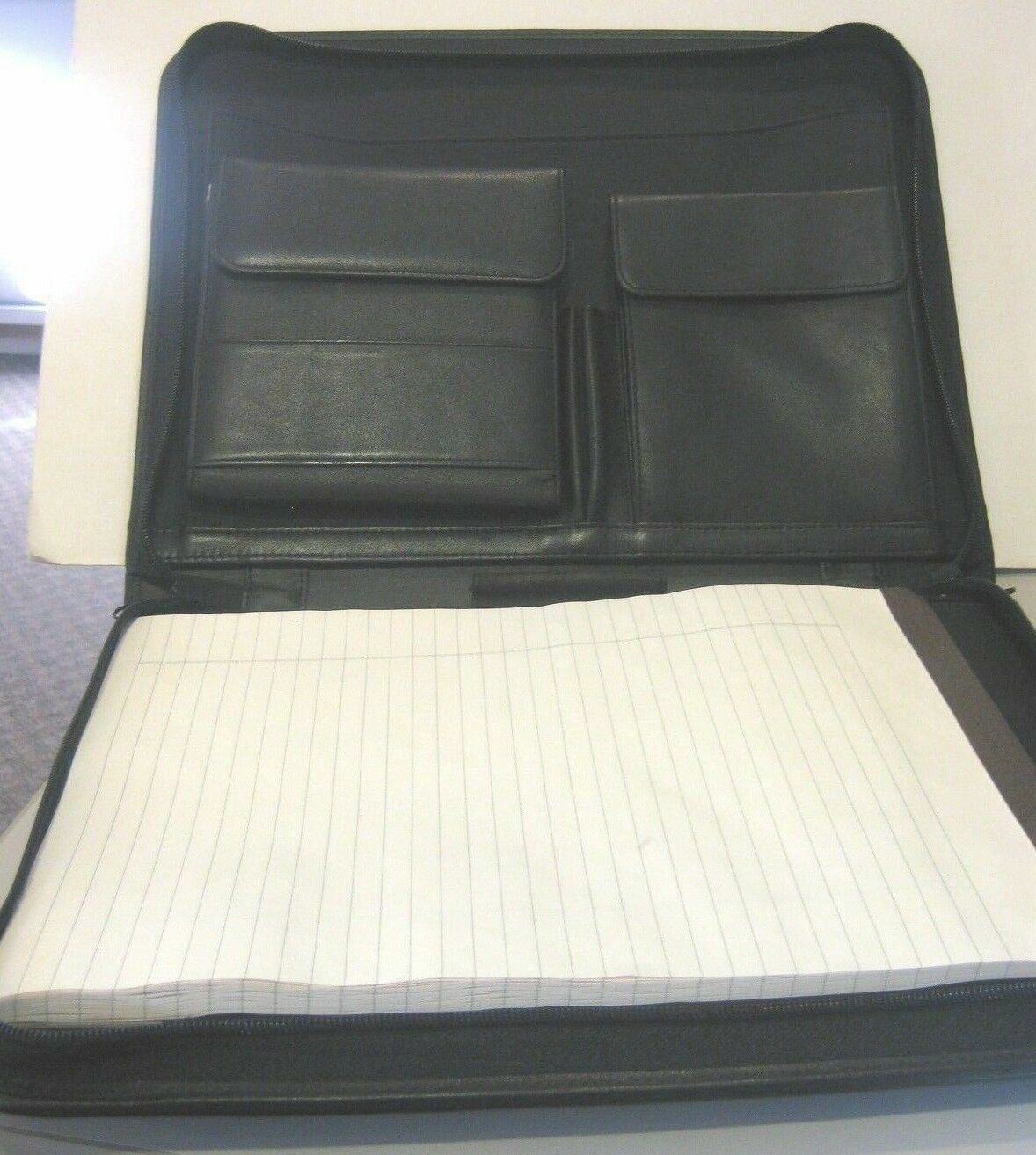 Leather Dark Brown Padfolio Zipper Closure Compact Disc Holder Padfolio CD Music