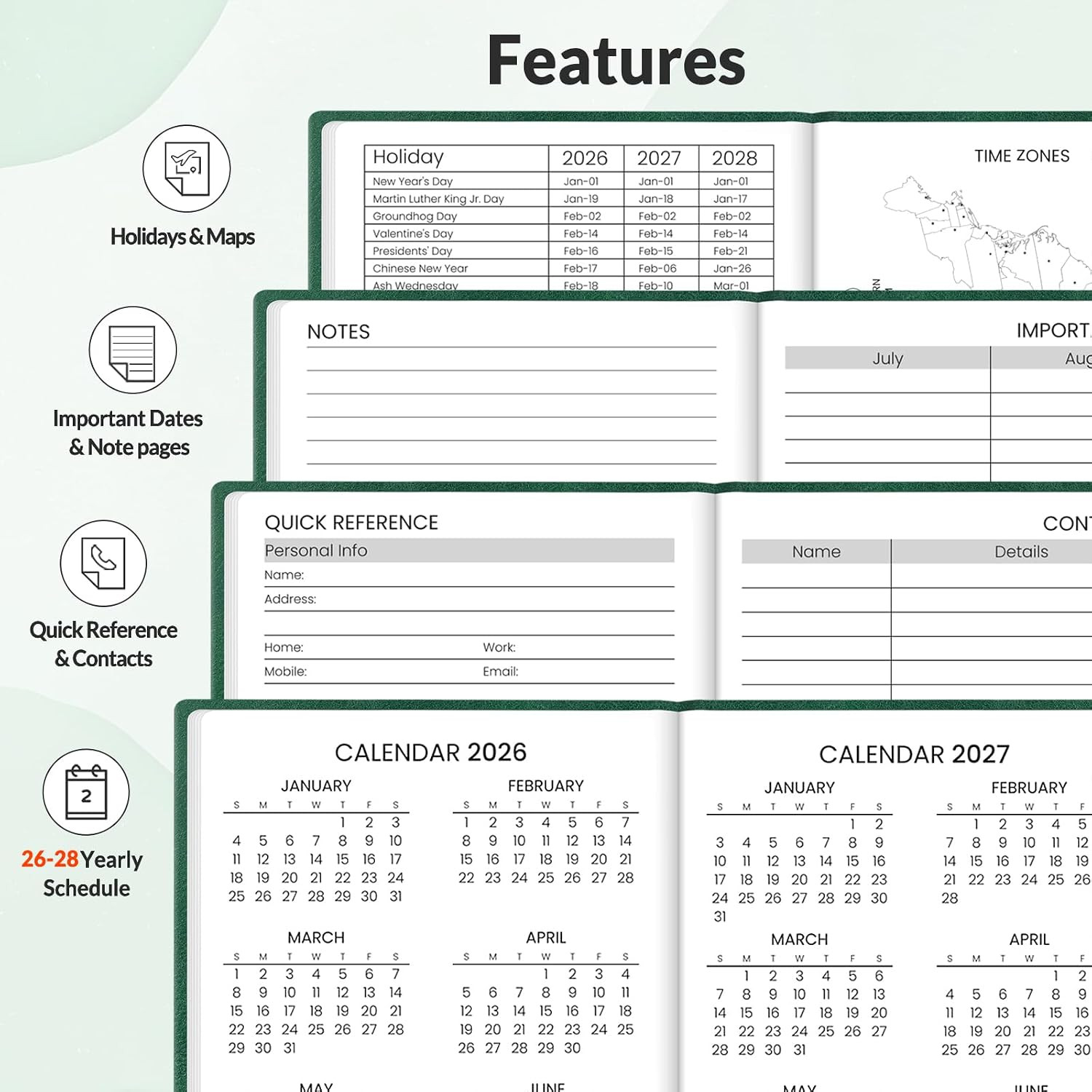 2026-2027 Pocket Weekly Planner for Purse 3.5″ x 6″ – 12 Month (July 2026 – June