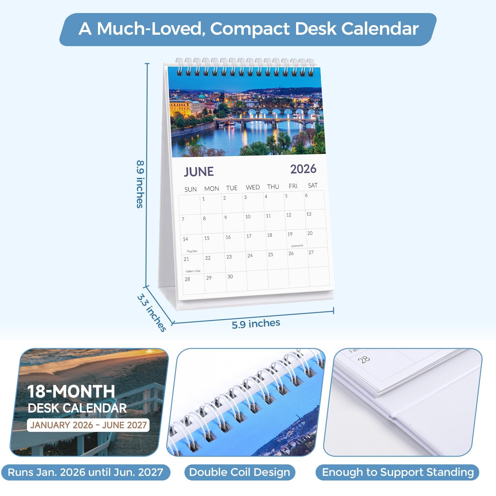 KONVINIT Desk Calendar 2026, 18 Months 2026-2027 – From Seasons