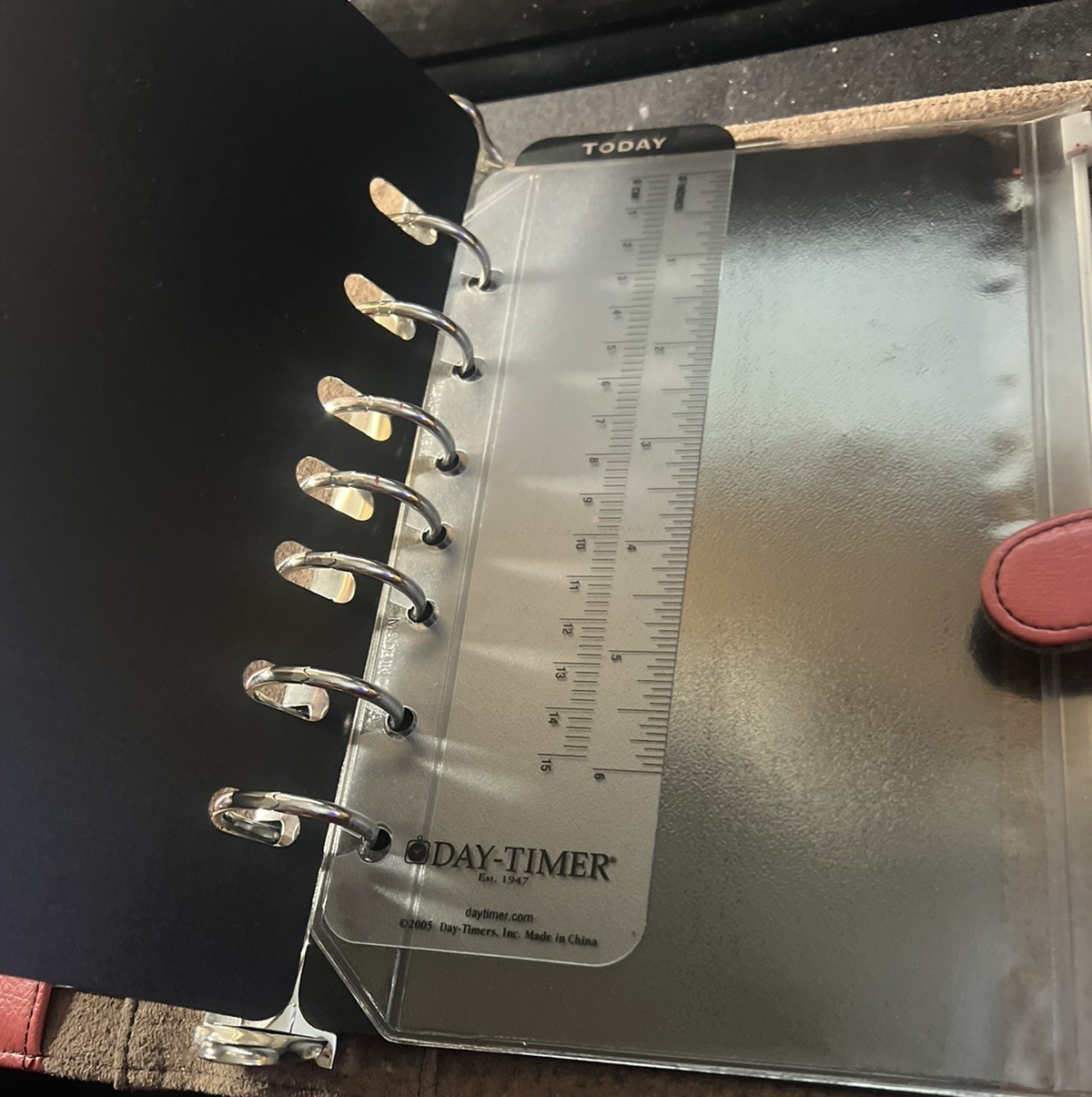 Pink Leather Day Planner Personal Desk Size Organizer Notebook 8×9.5 Inch