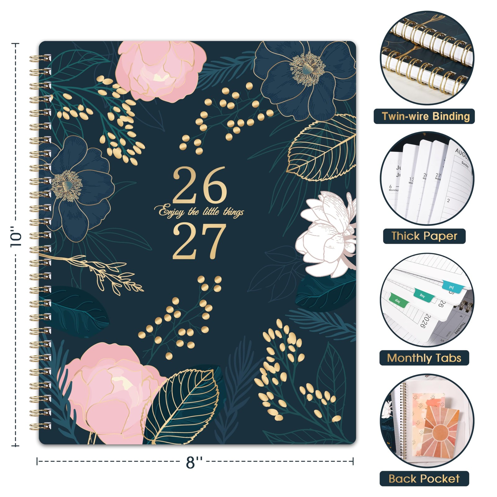Planner 2026-2027 – Academic 2026-2027, Weekly 8″ x 10″, Dark Blue