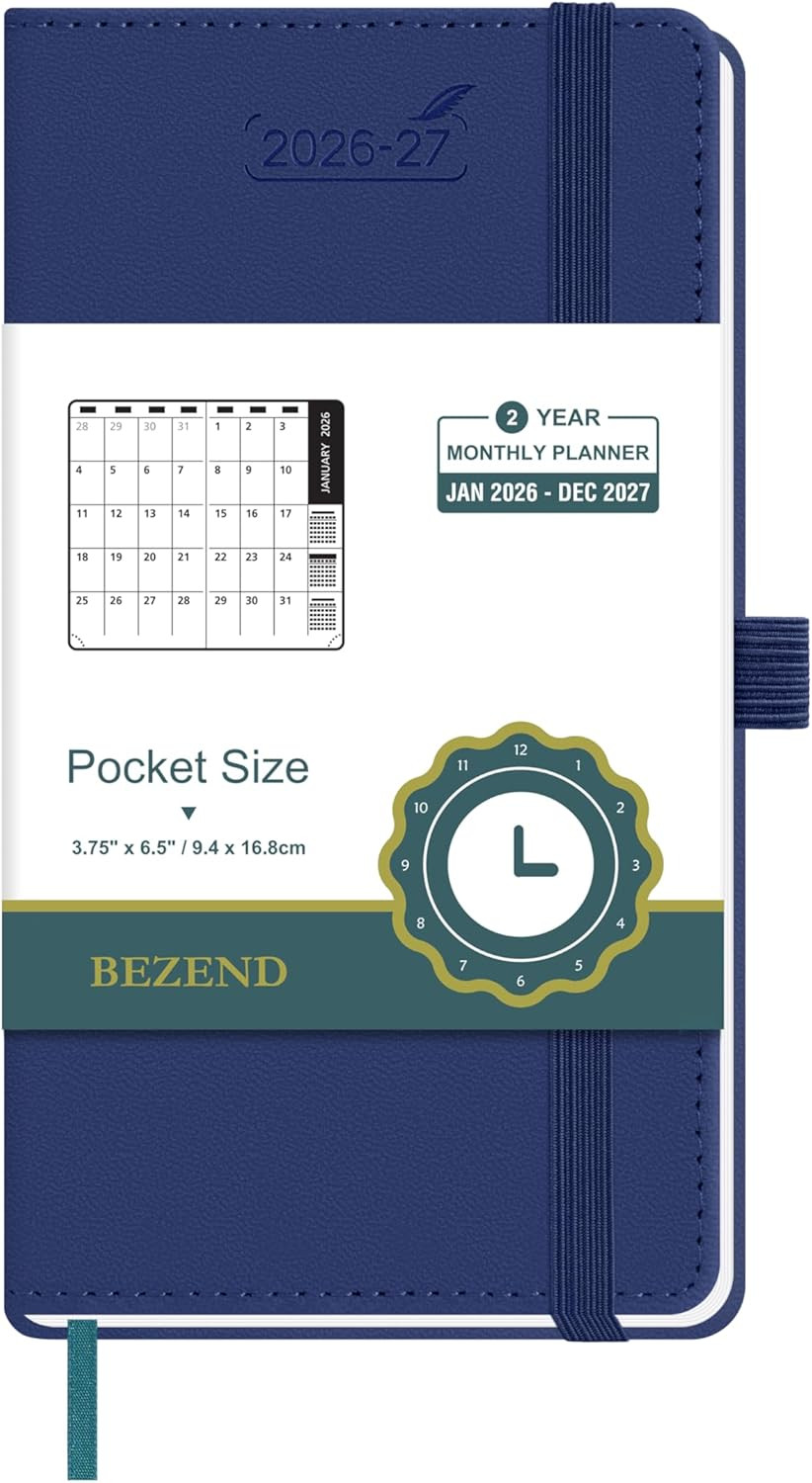 Pocket Monthly Planner 2026-2027 (3.5″ X 6.5″) 2 Year Calendar Book for Purse wi