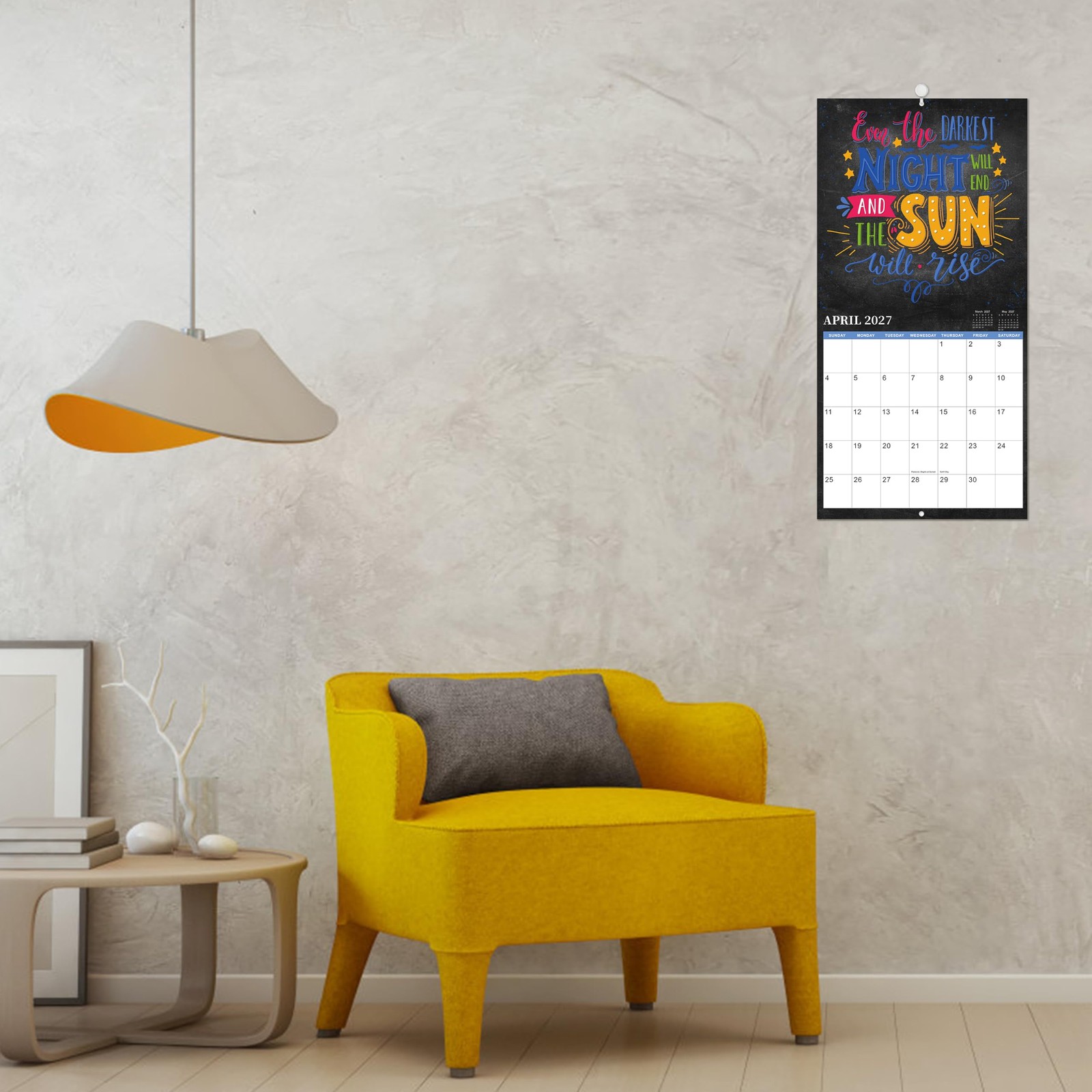 2027 Calendar – Wall 2027, Jan. 2027 – Dec. 12″ x 24″, Black