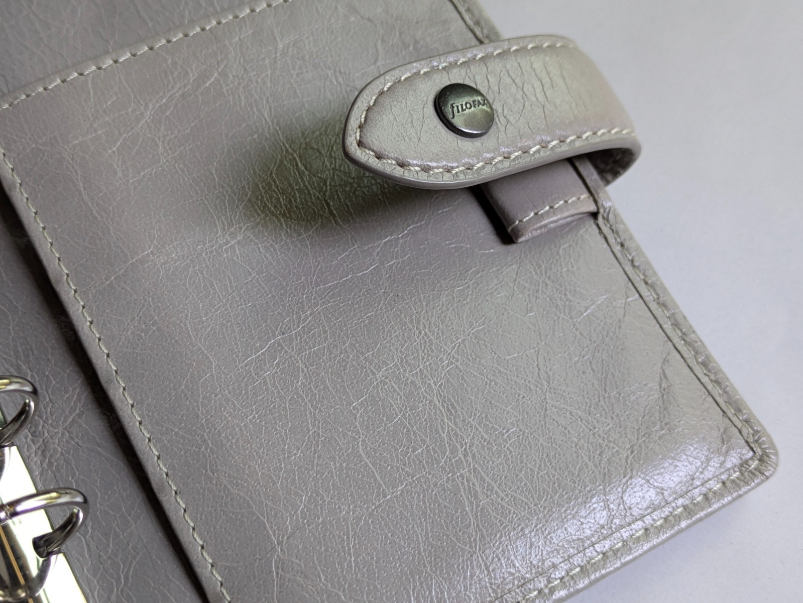 Filofax Malden Small 6-Ring Binder Organizer Planner Stone Vintage Leather Cover