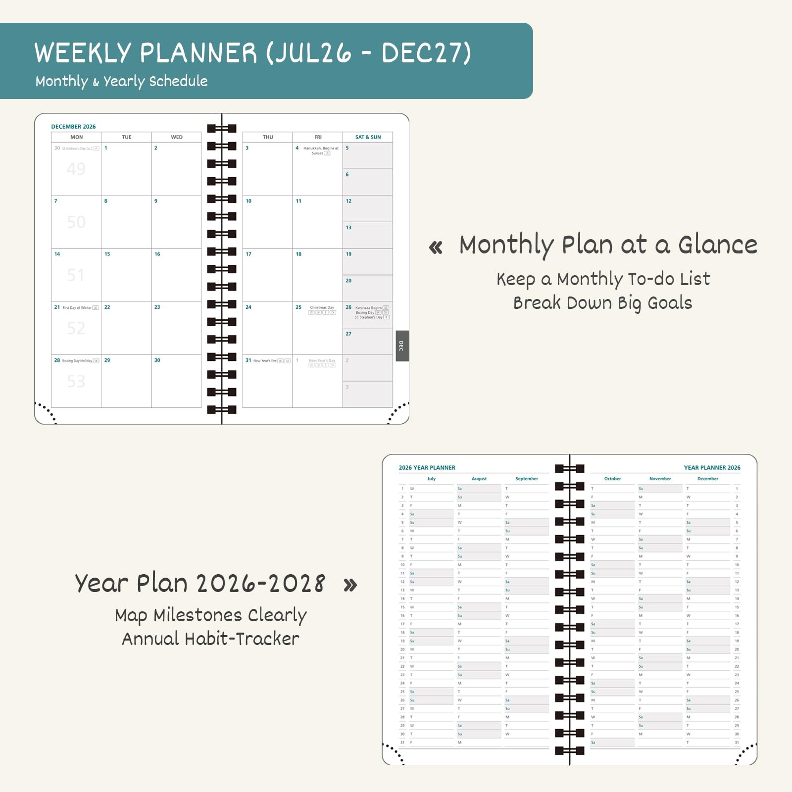 Pocket Planner 2026 2027 Weekly Monthly 3.5×6 Inch Small Academic Calendar