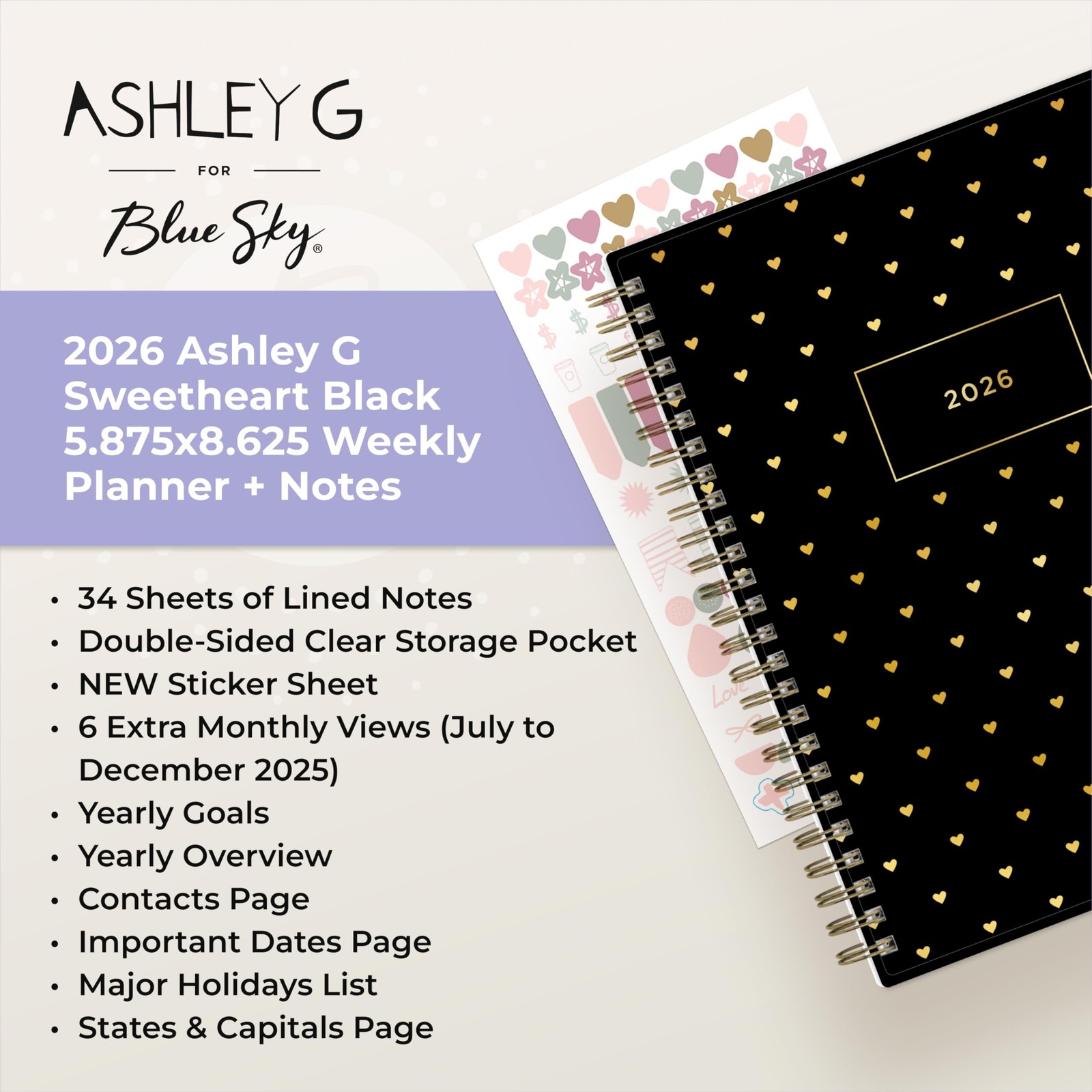 Ashley G 2026 Weekly and Monthly Planner Calendar, January 2026 – December 20…